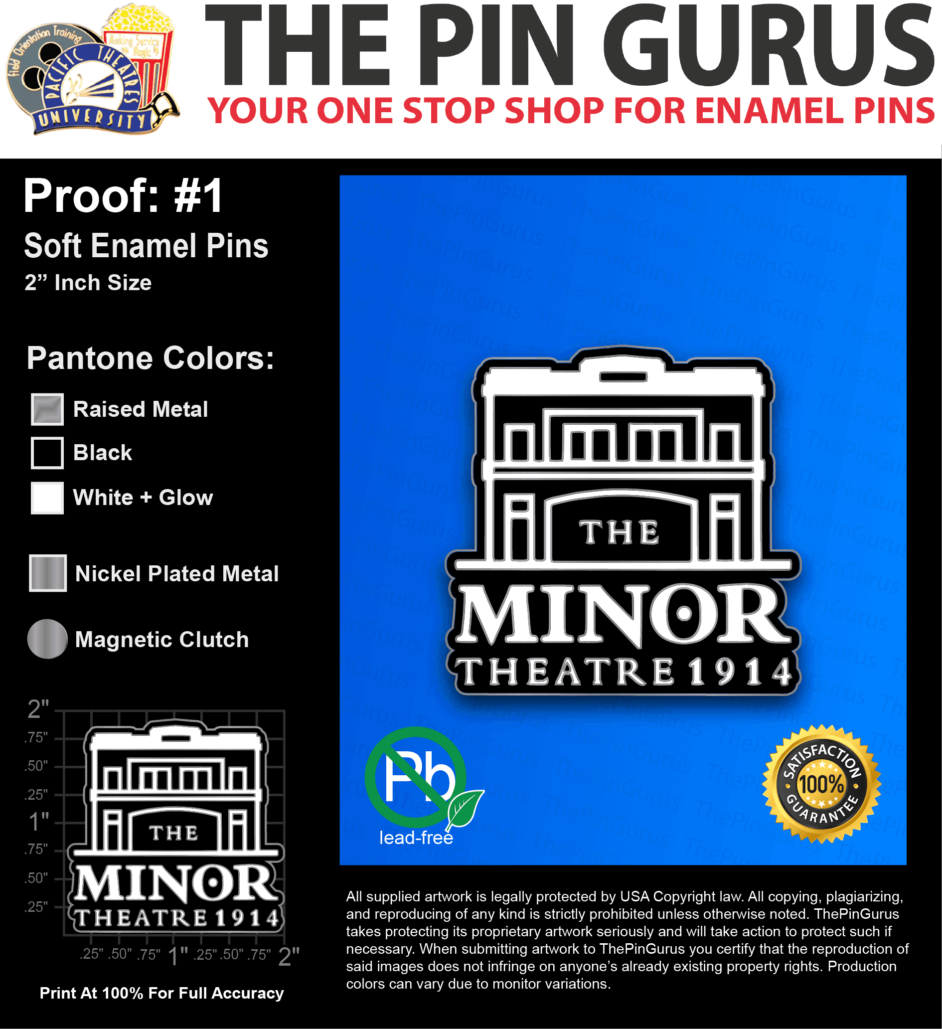 100 “JOSHUA M” LAPEL PINS: PROOF #1