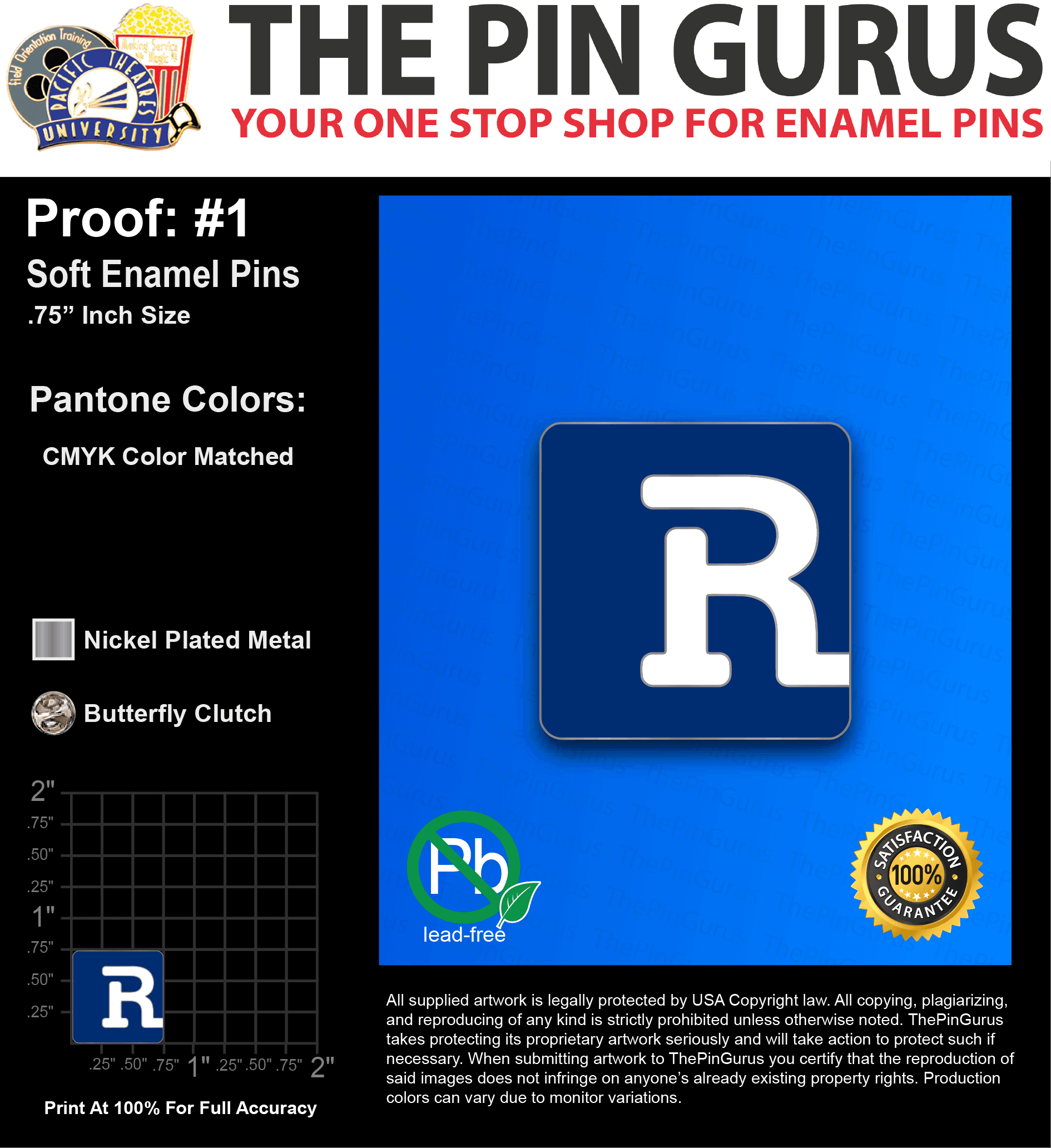 200 “KATIE W” LAPEL PINS: PROOF #1