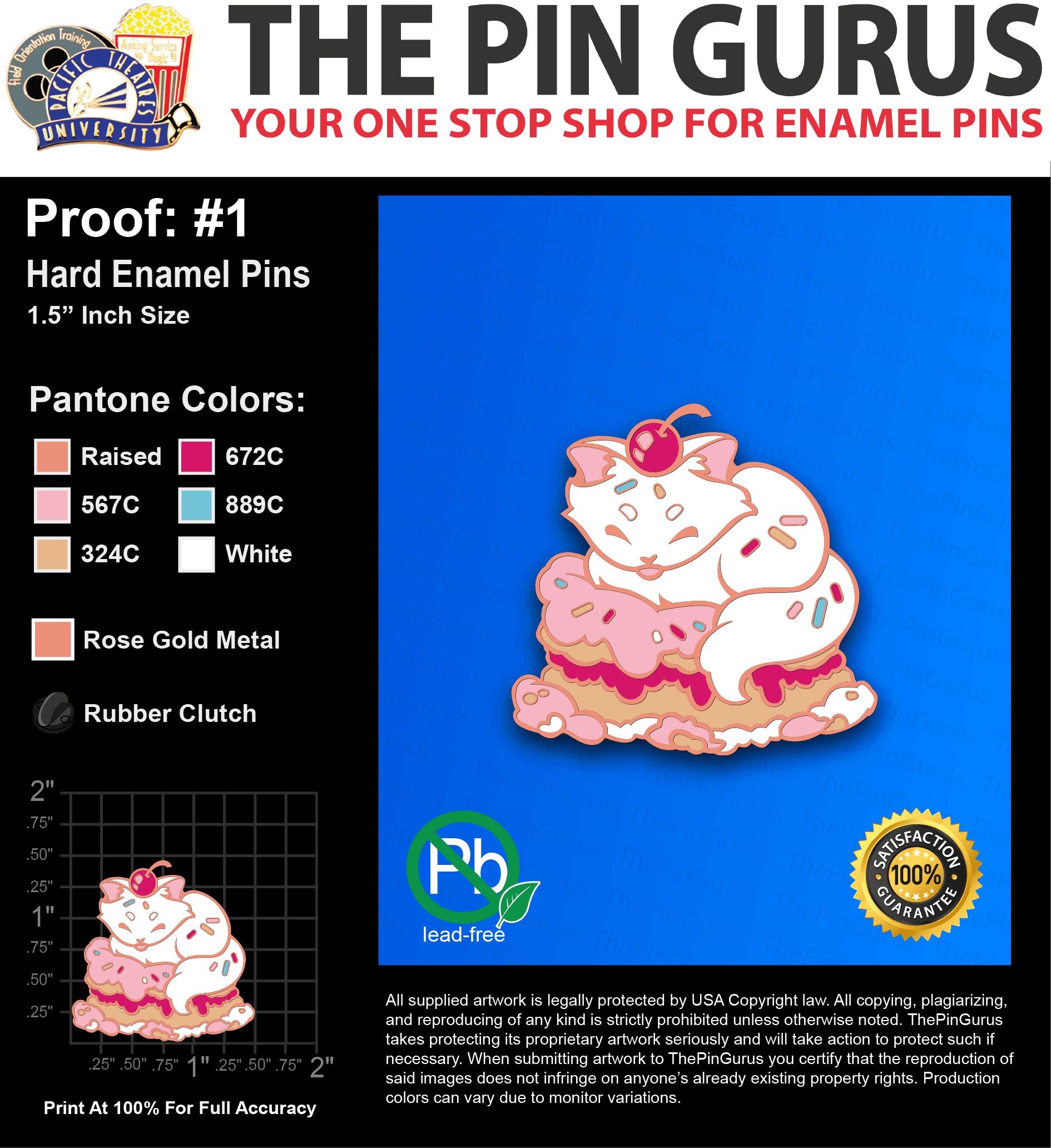 50 “KELSEY C” LAPEL PINS: PROOF #1