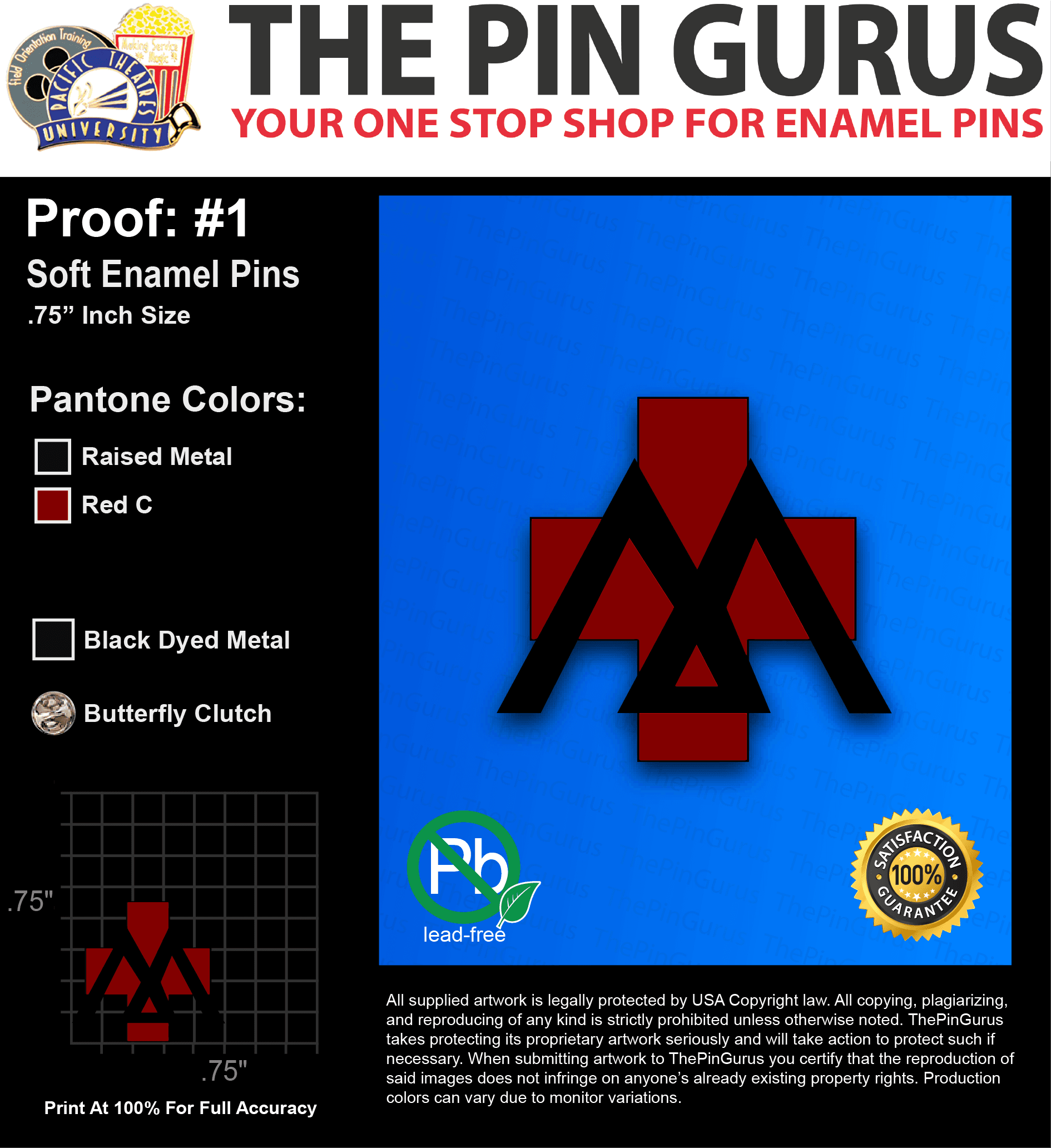 50 “PATRICIA O” LAPEL PINS: PROOF #1