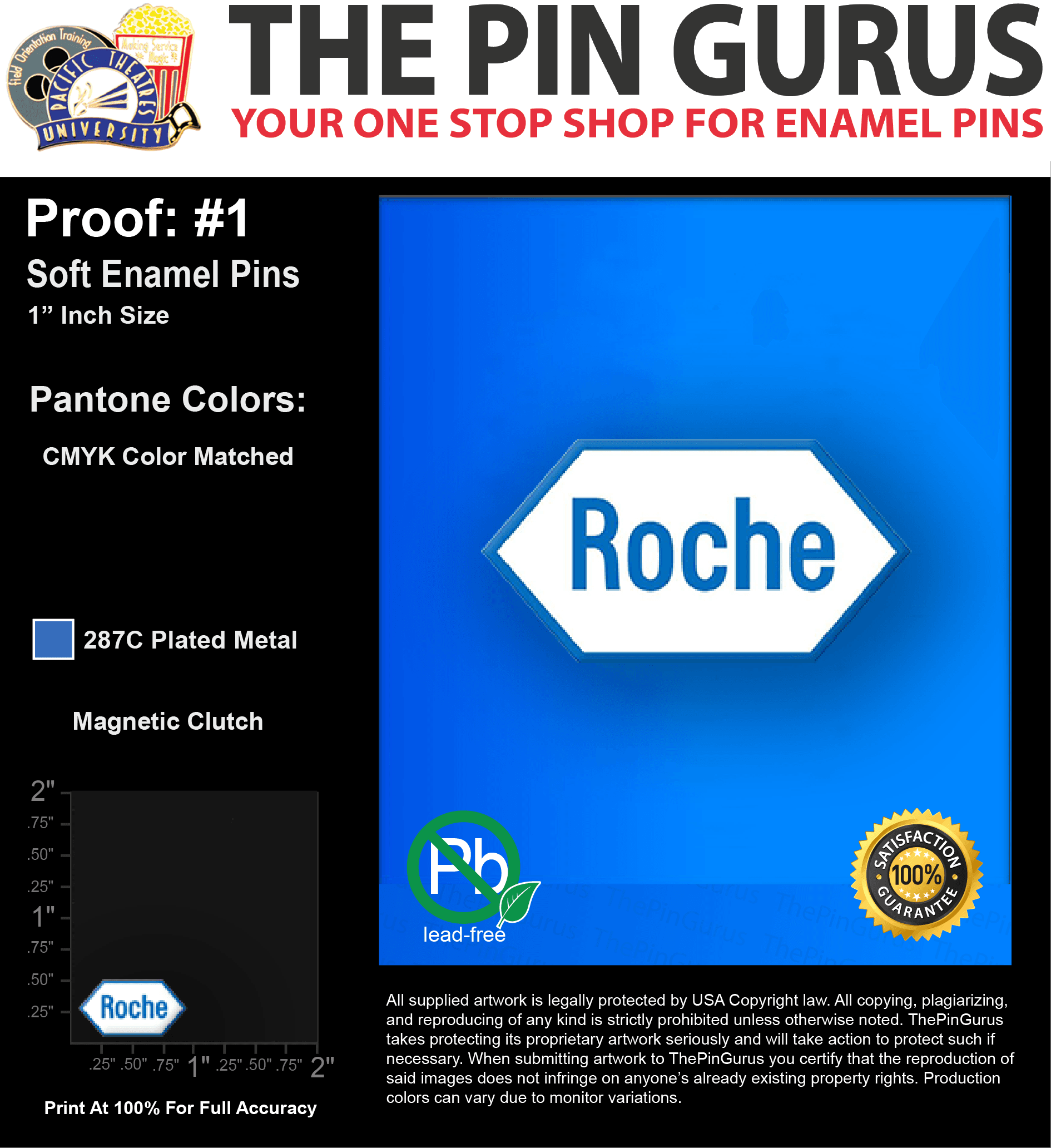 350 “ROCHE” LAPEL PINS: PROOF #2