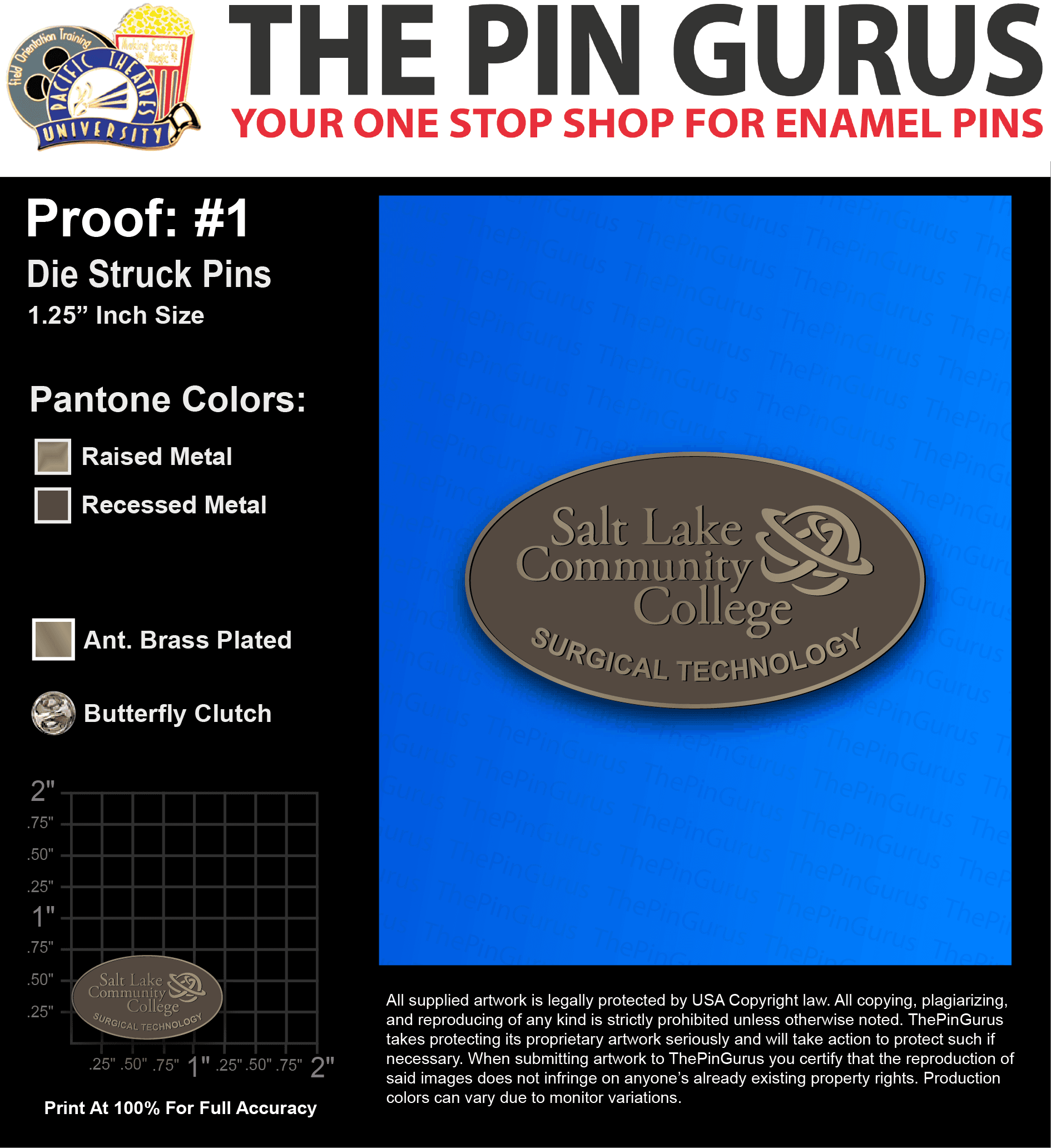 200 “THERESA A” LAPEL PINS: PROOF #1