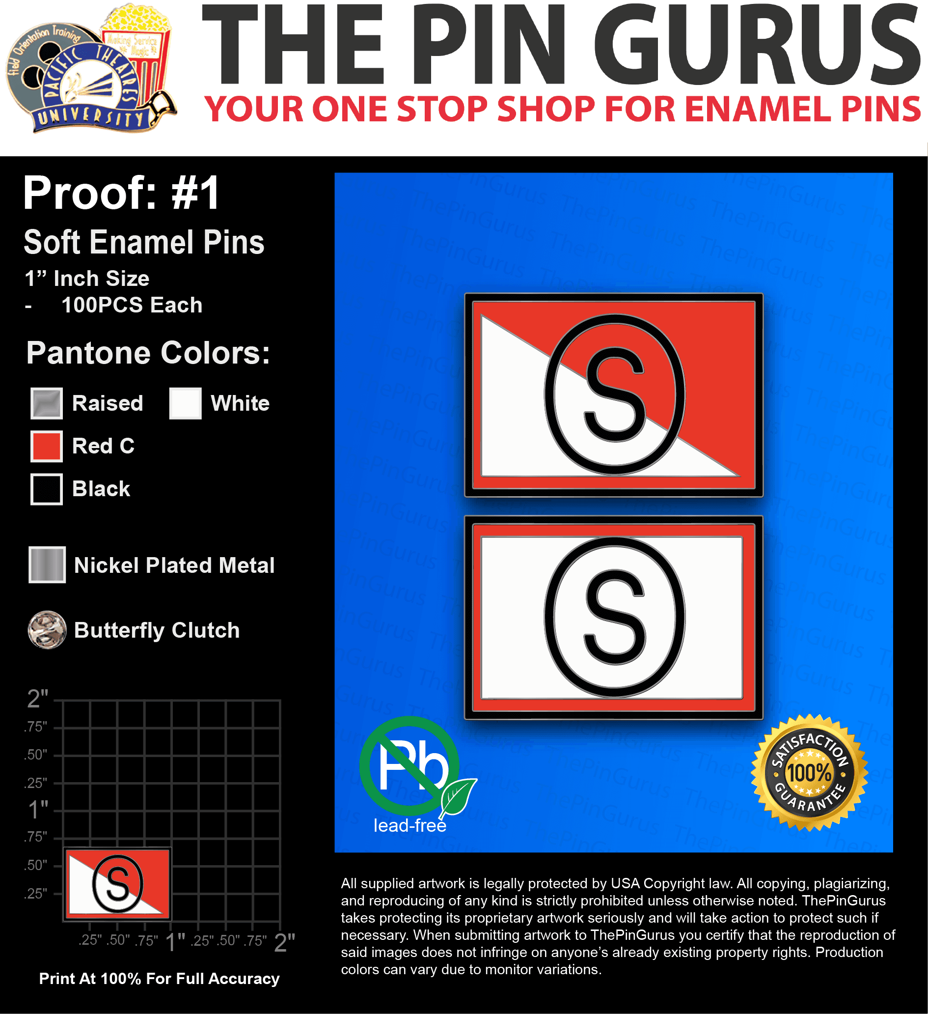 200 “TYMN A” LAPEL PINS: PROOF #1