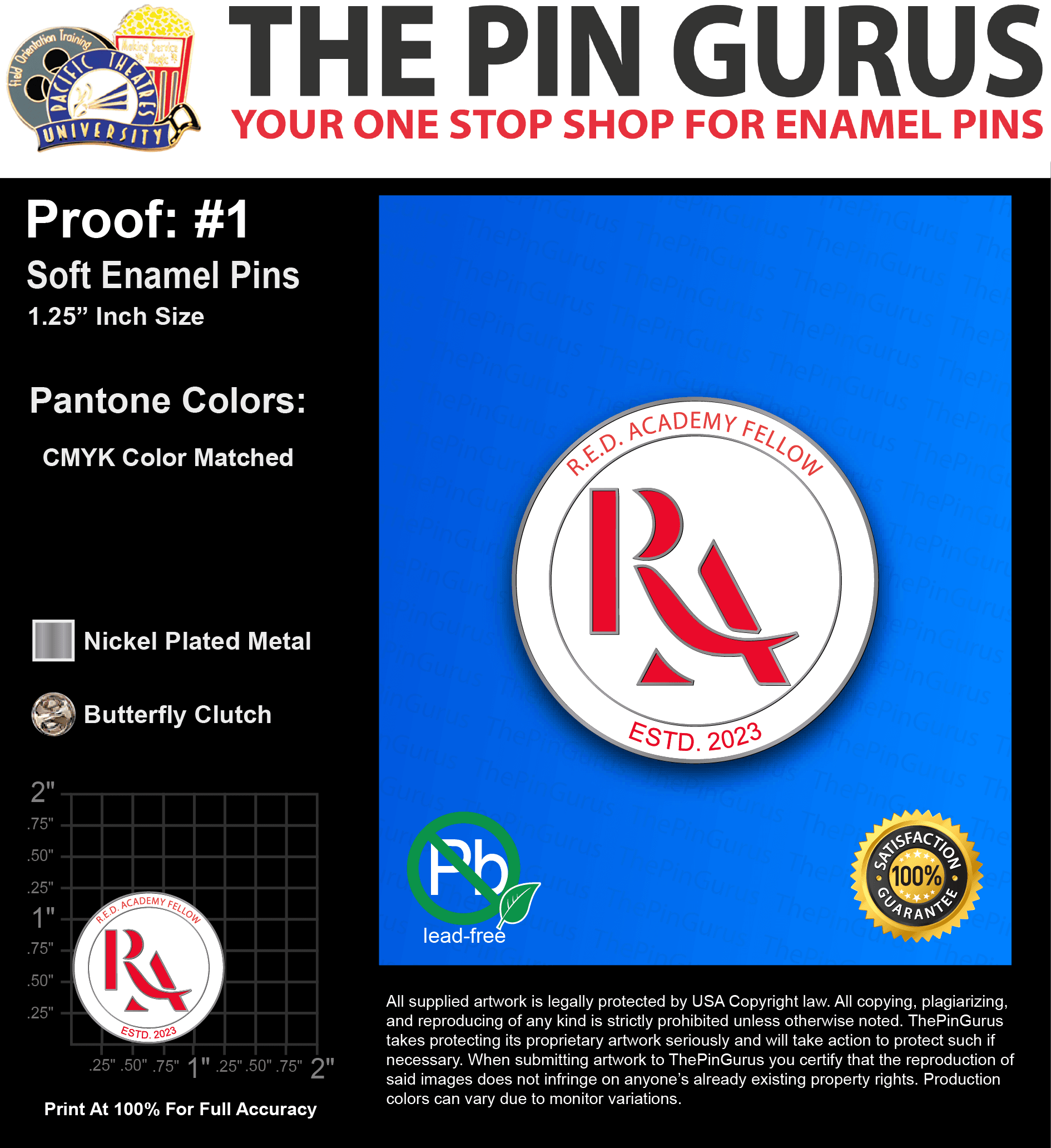 25 “CAROLYN C” LAPEL PINS: PROOF #1