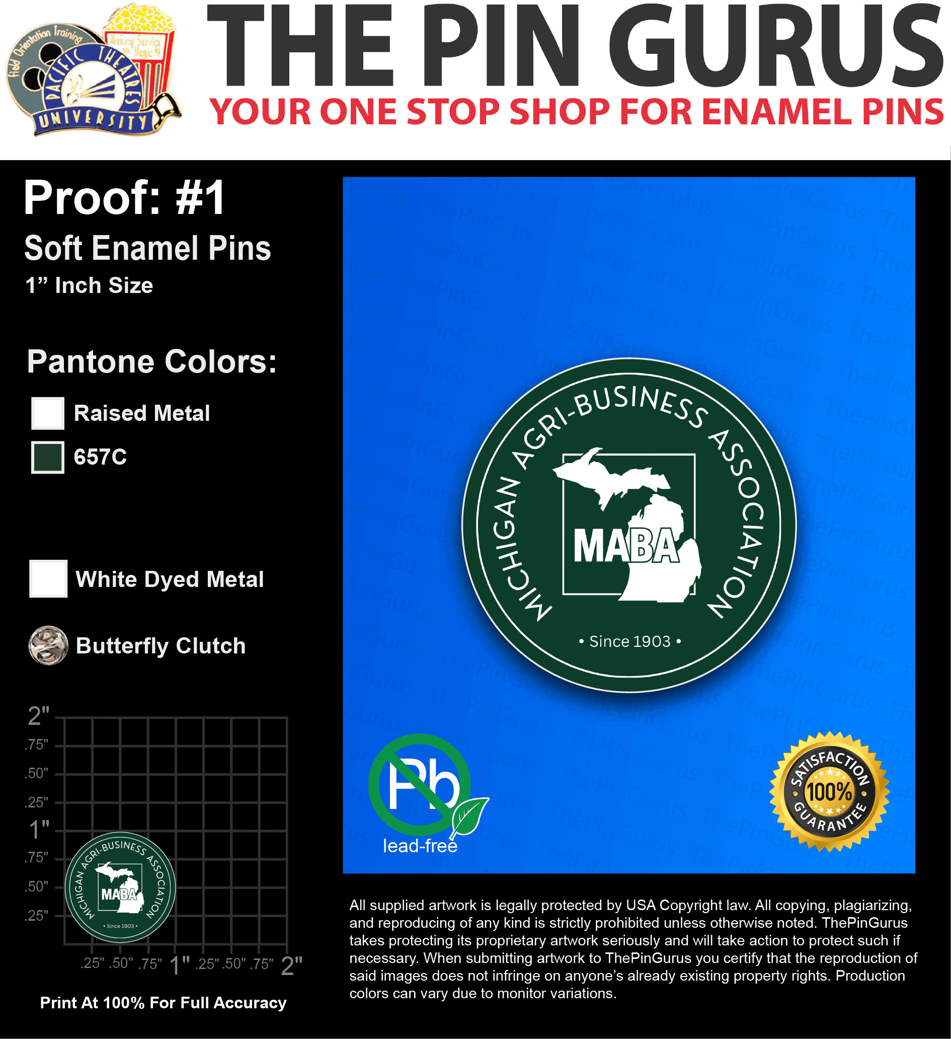 200 “CHUCK L” LAPEL PINS: PROOF #1