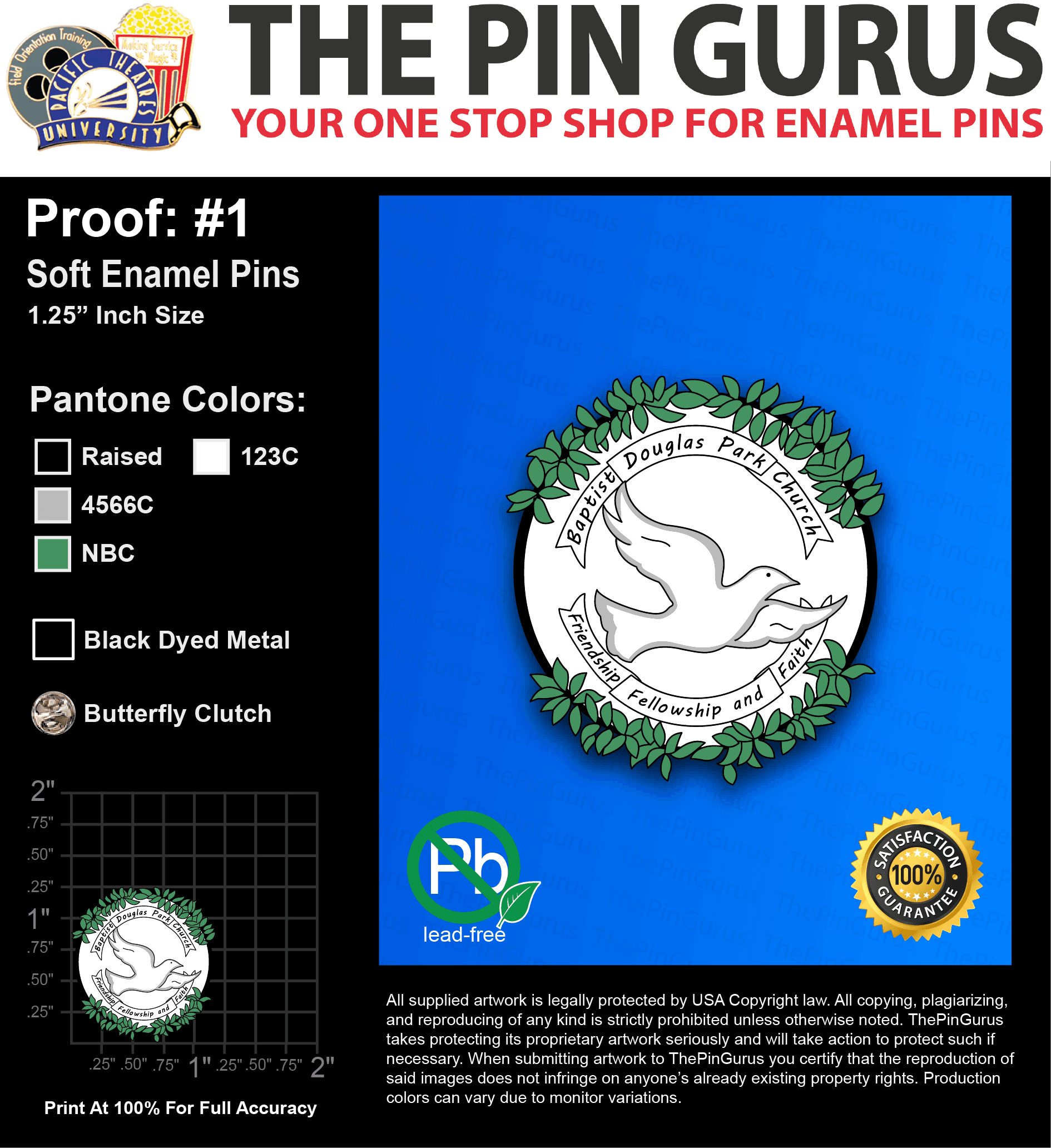 100 “DARYL B” LAPEL PINS: PROOF #1