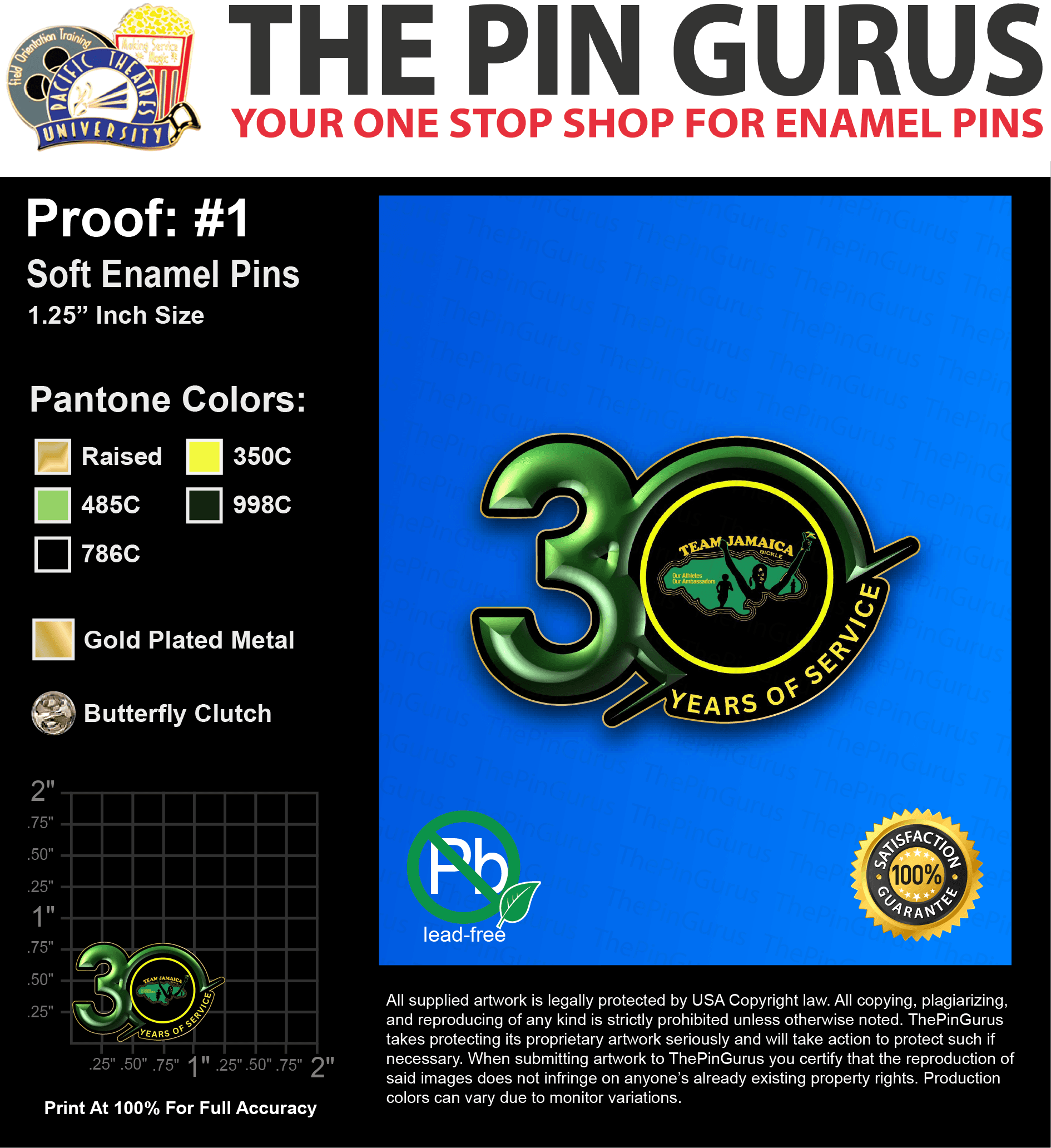 1500 “LANCELOT C” LAPEL PINS: PROOF #1