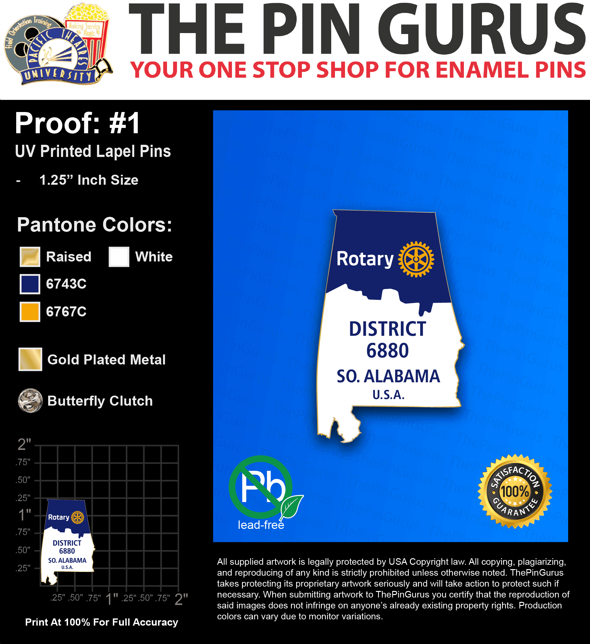 250 “LAURA H” LAPEL PINS: PROOF #1