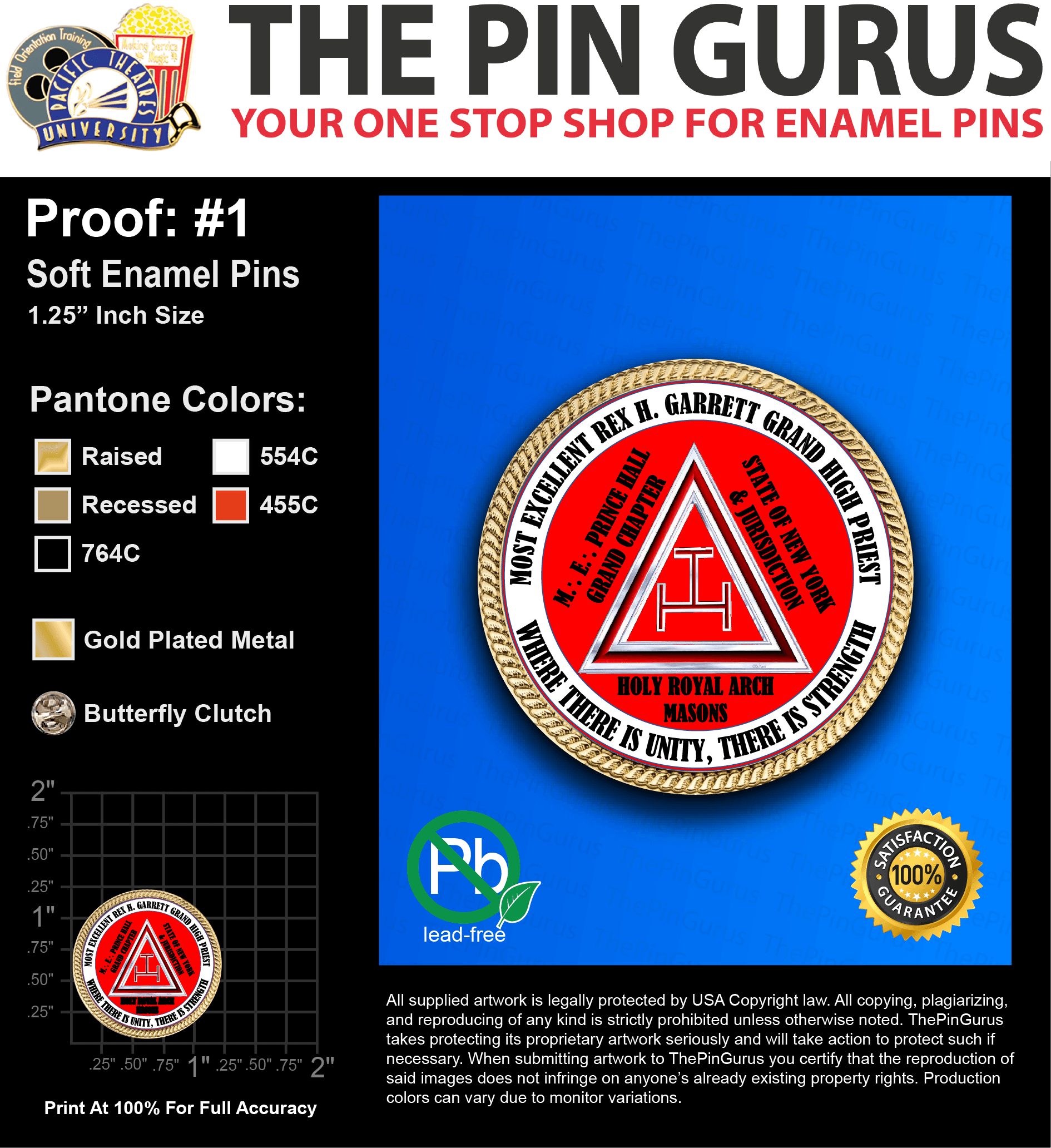 100 “ROBERT H” LAPEL PINS: PROOF #1