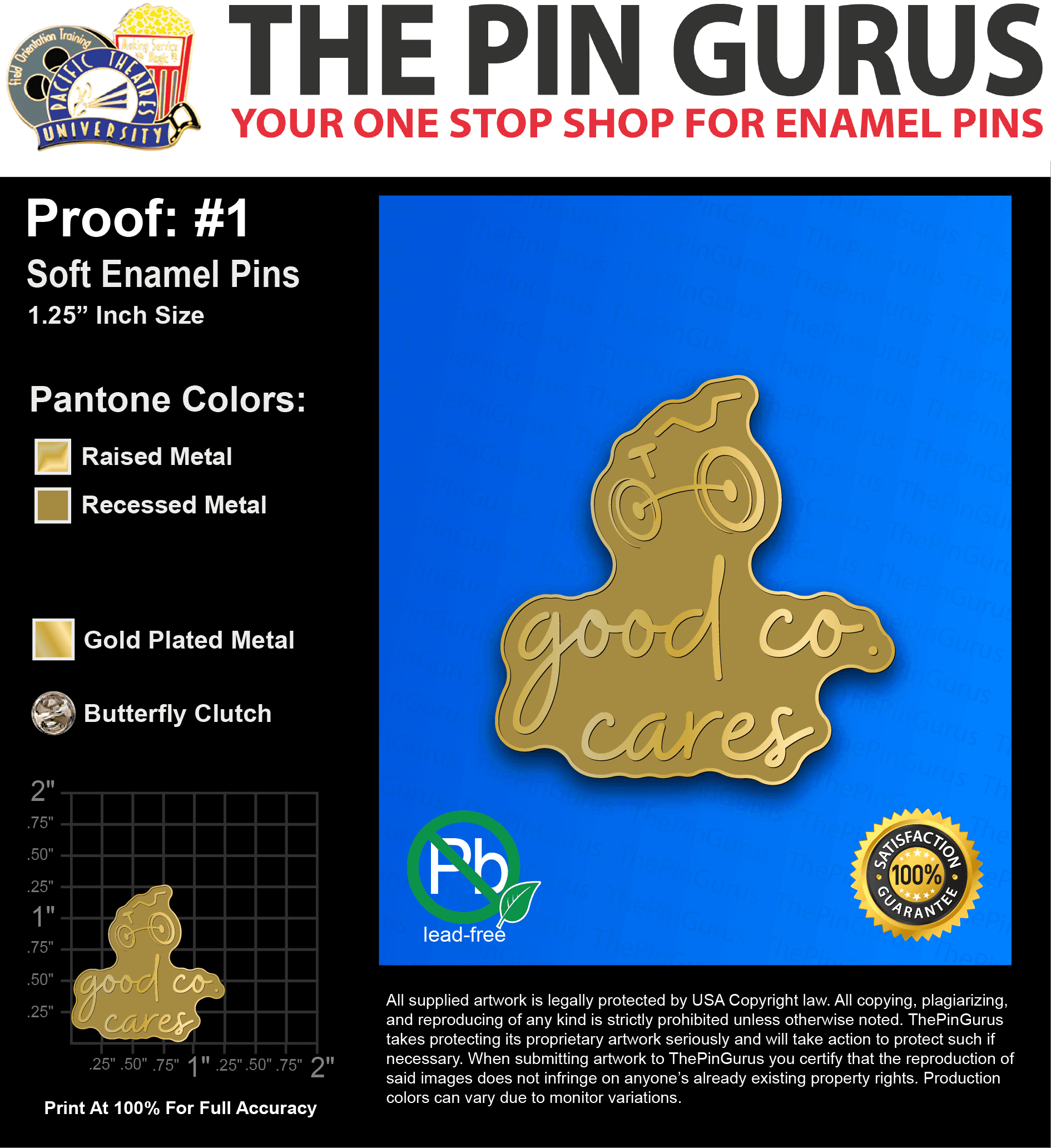 200 “TIFFANIE G” LAPEL PINS: PROOF #1