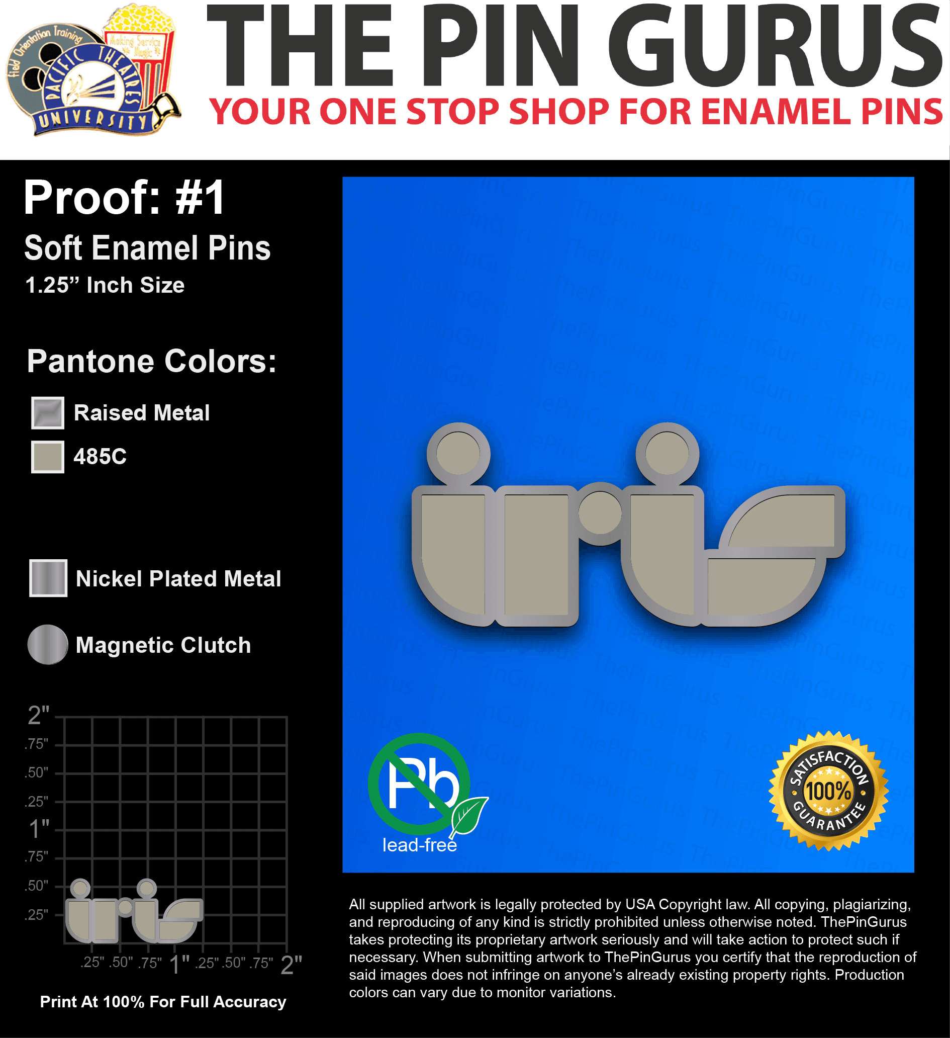 25 “WHITNEY K” LAPEL PINS: PROOF #1