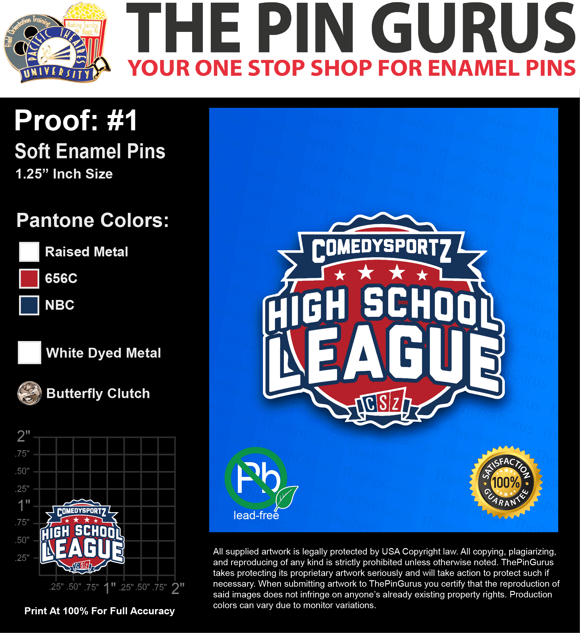 50 “AMANDA S” LAPEL PINS: PROOF #1