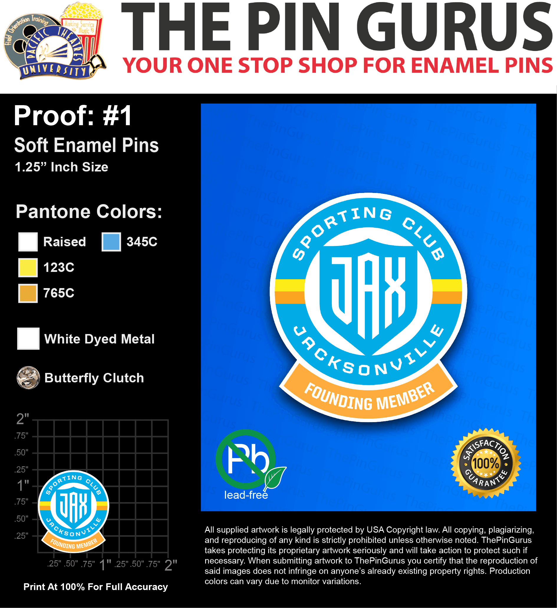 3000 “ANTONIO A” LAPEL PINS: PROOF #1