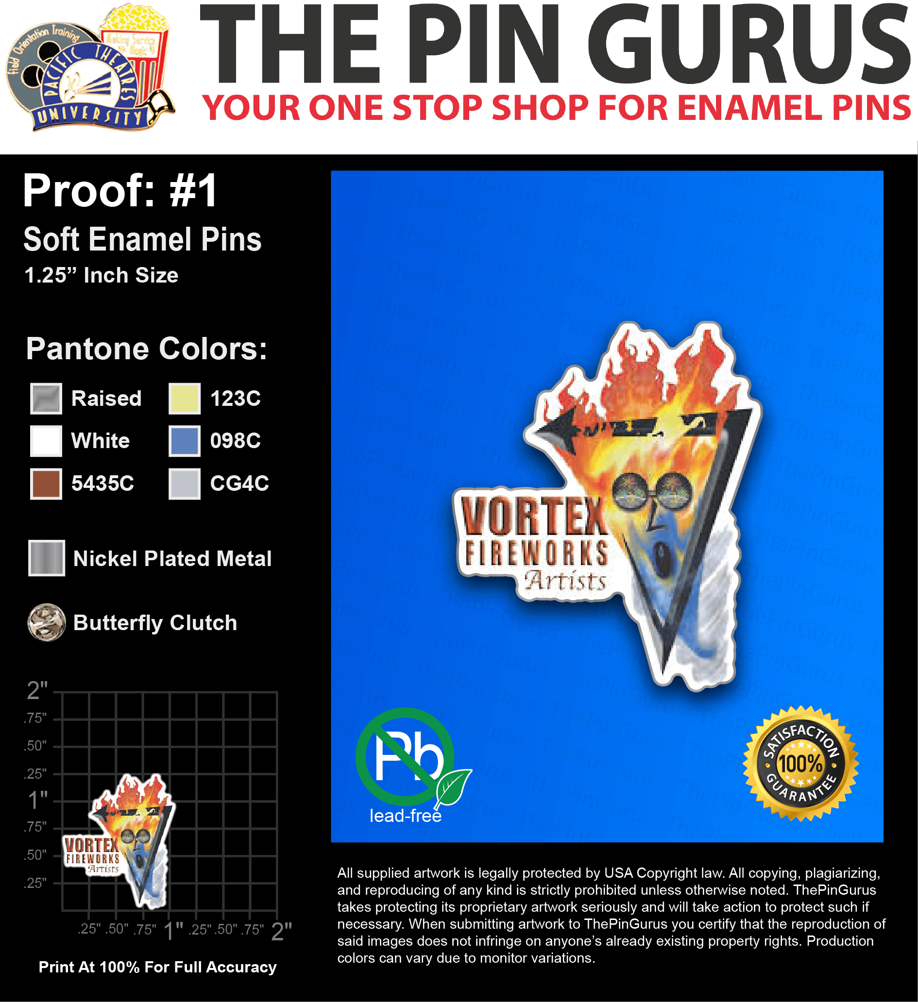 50 “BRADY G” LAPEL PINS: PROOF #1