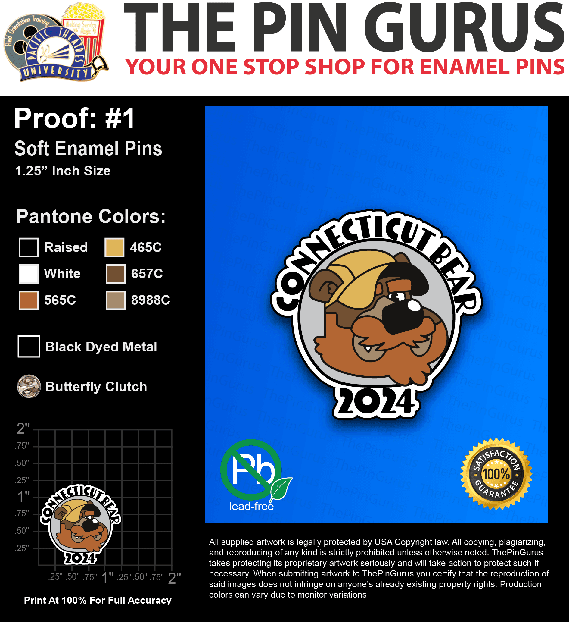 300 “CHRISTOPHER C” LAPEL PINS: PROOF #1