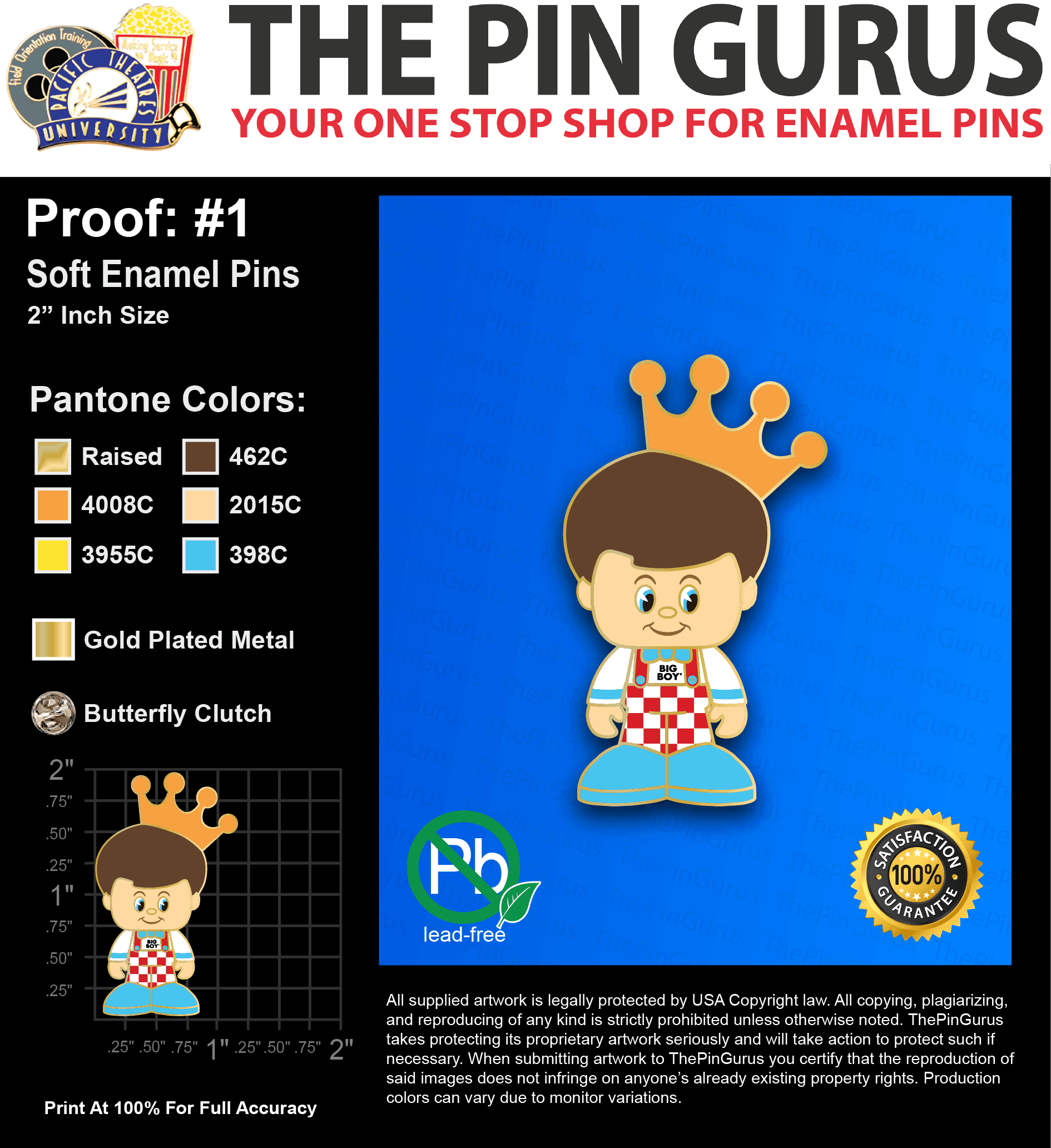 500 “JOSEPH P” LAPEL PINS: PROOF #1