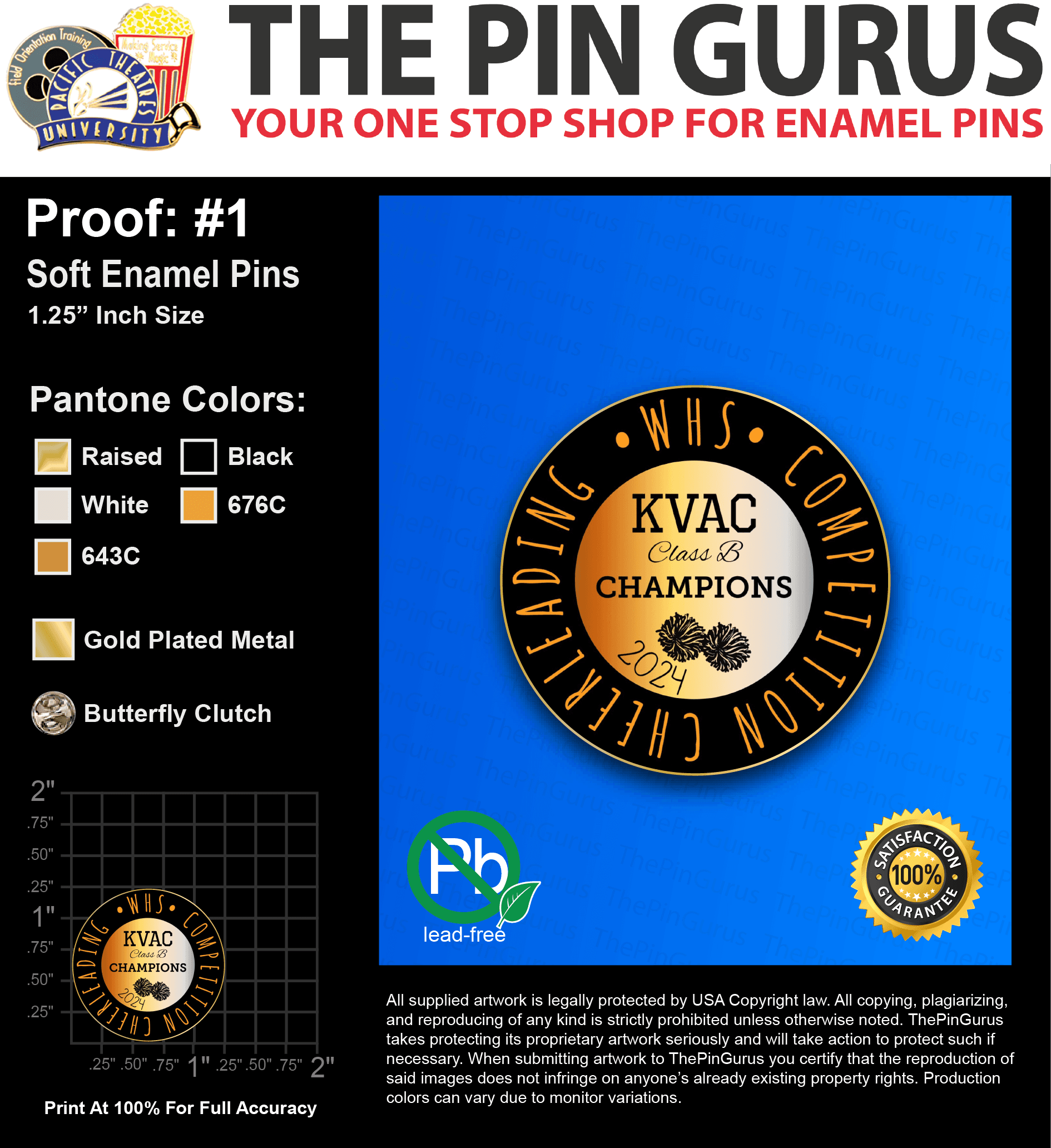 25 “LANA O” LAPEL PINS: PROOF #1