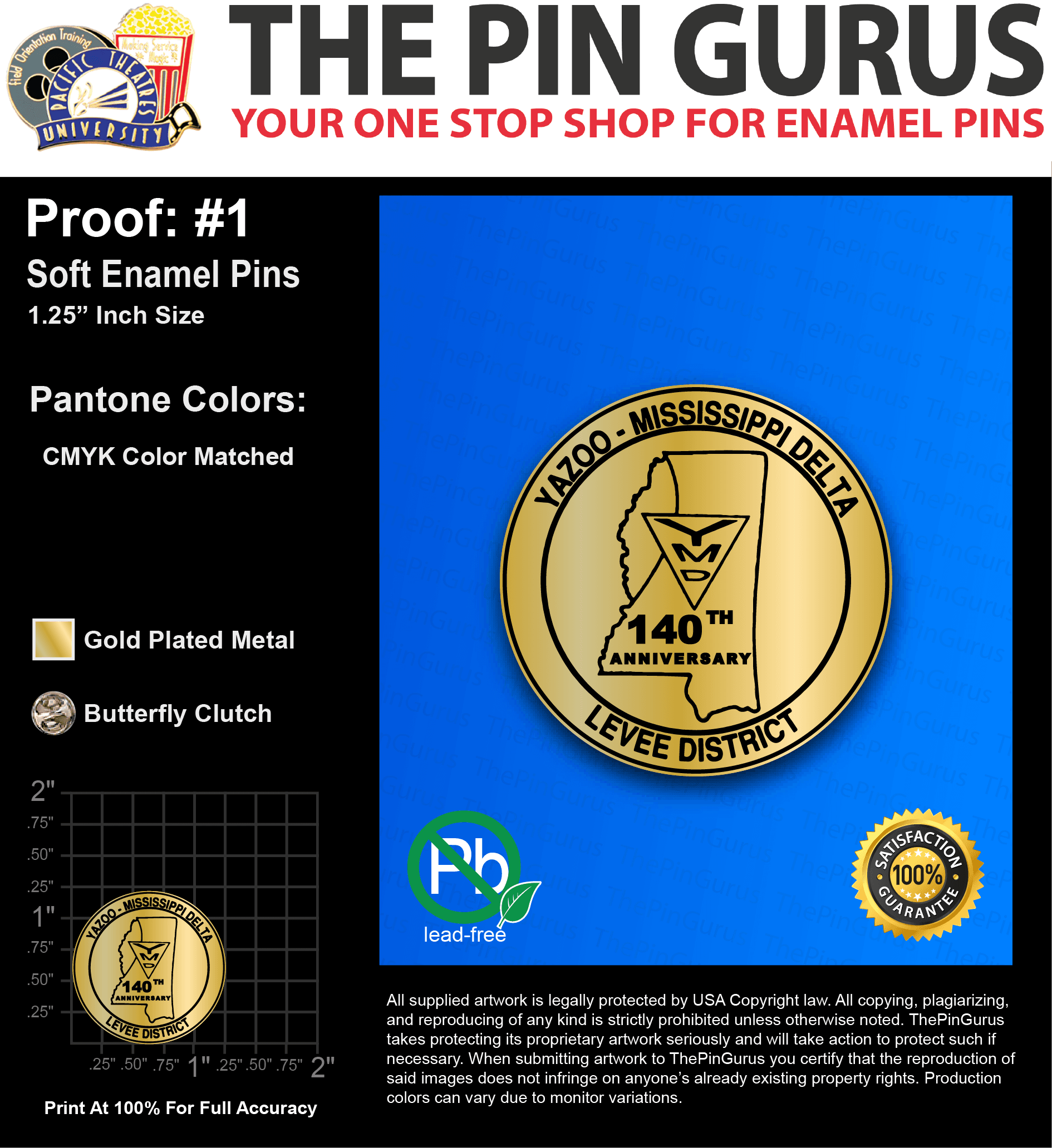 100 “MARGARET W” LAPEL PINS: PROOF #1