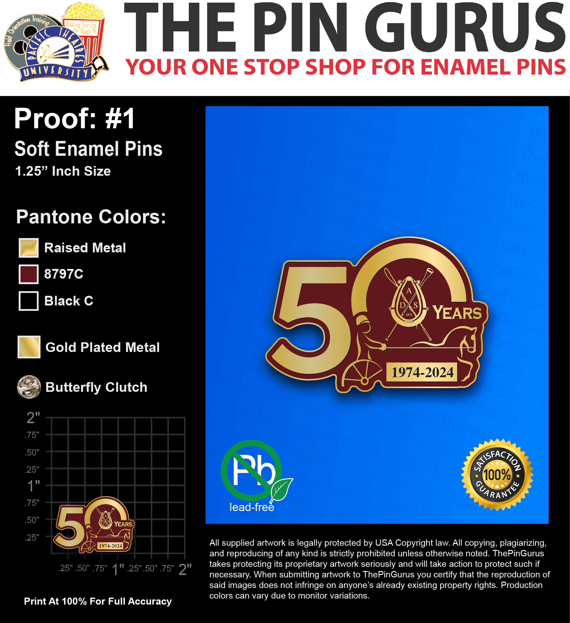 300 “DANIEL R” LAPEL PINS: PROOF #1