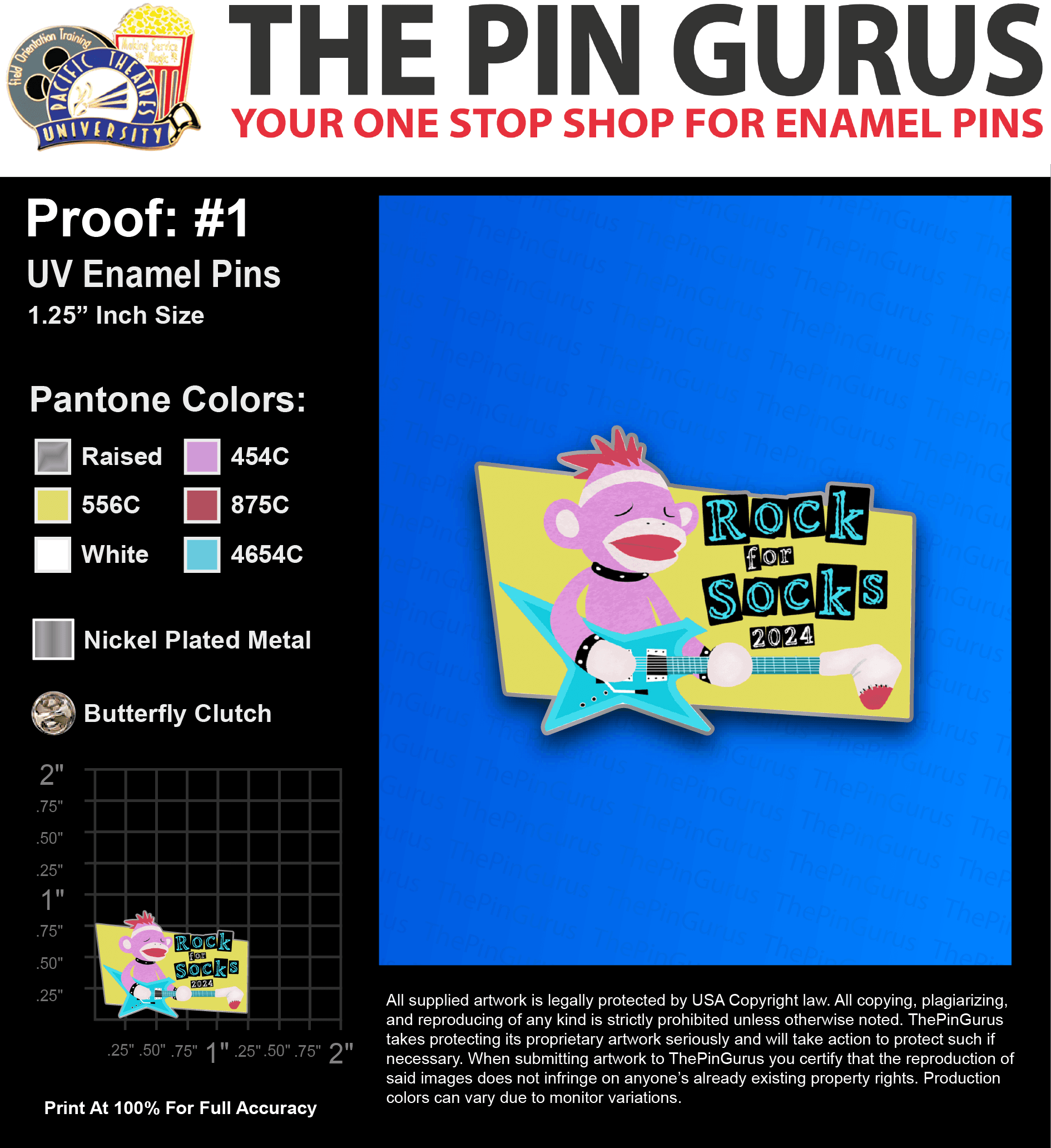 50 “BETH L” LAPEL PINS: PROOF #1