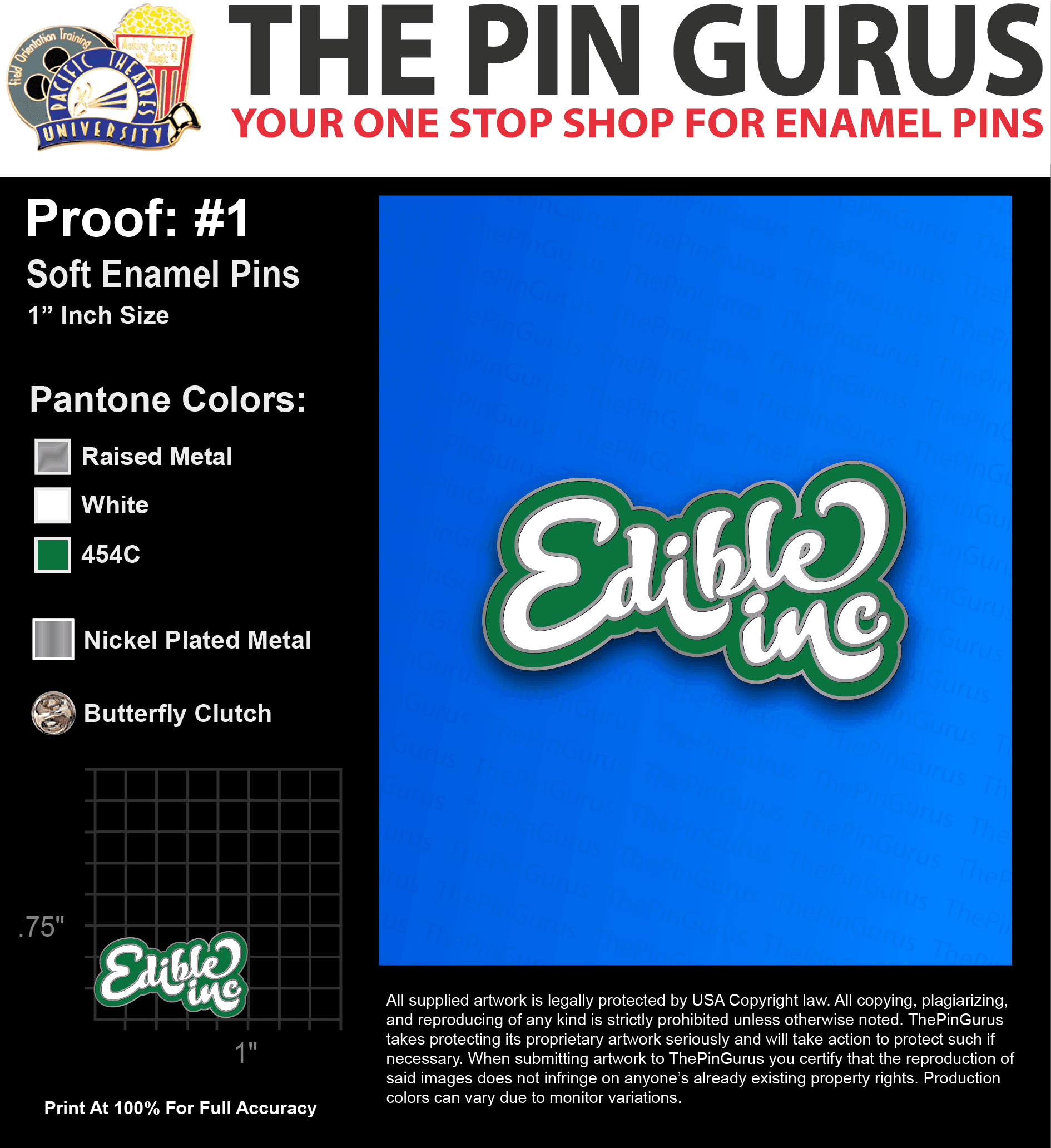 50 “CRAIG T” LAPEL PINS: PROOF #1