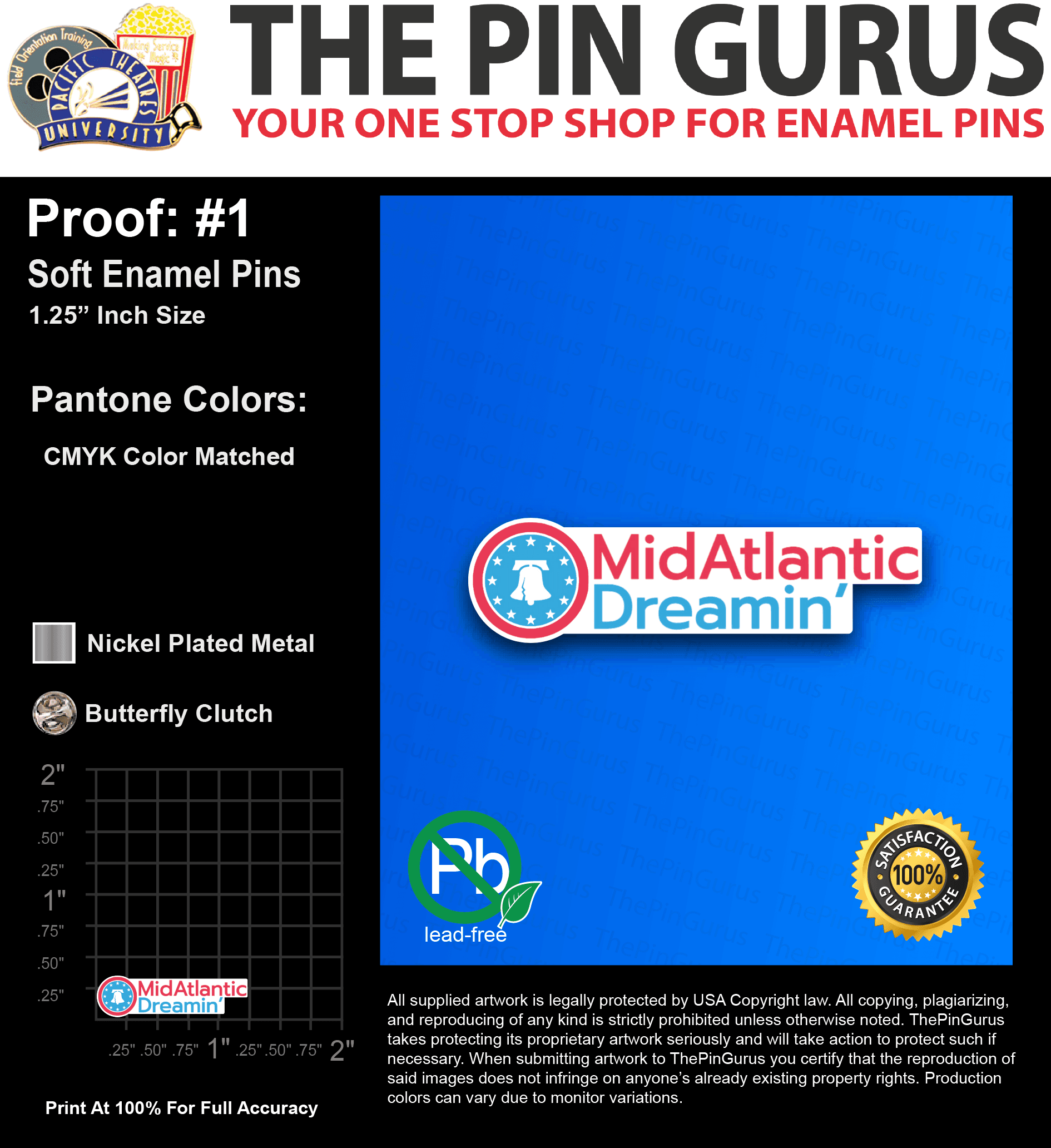 300 “ELIZABETH B” LAPEL PINS: PROOF #1