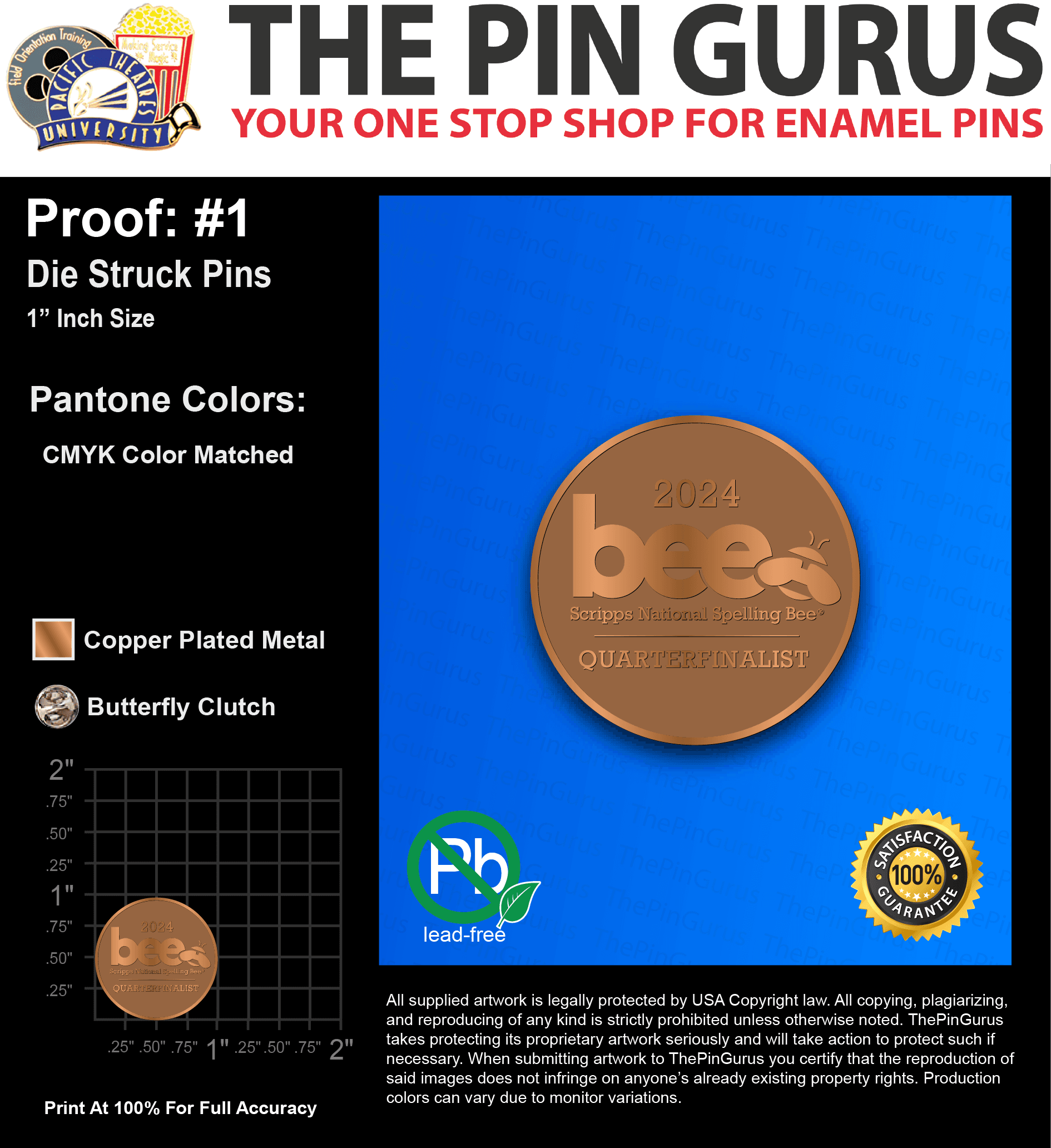 150 “HALEY G” LAPEL PINS: PROOF #1