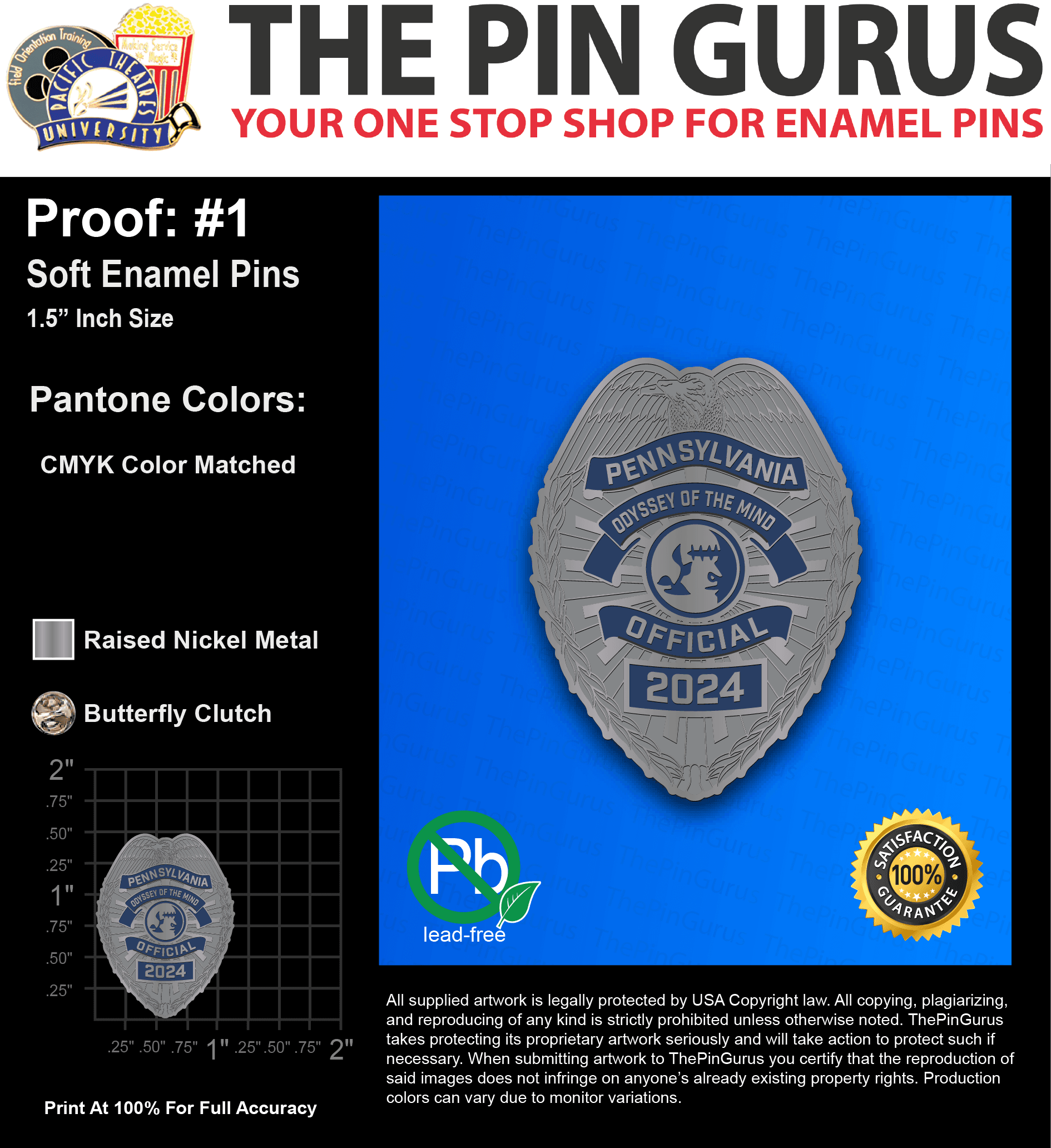 300 “JULIA S” LAPEL PINS: PROOF #1