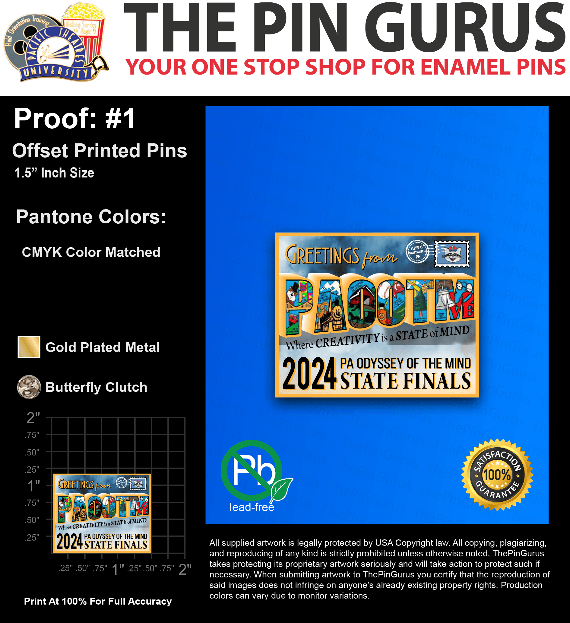 350 “JULIA S” LAPEL PINS: PROOF #1