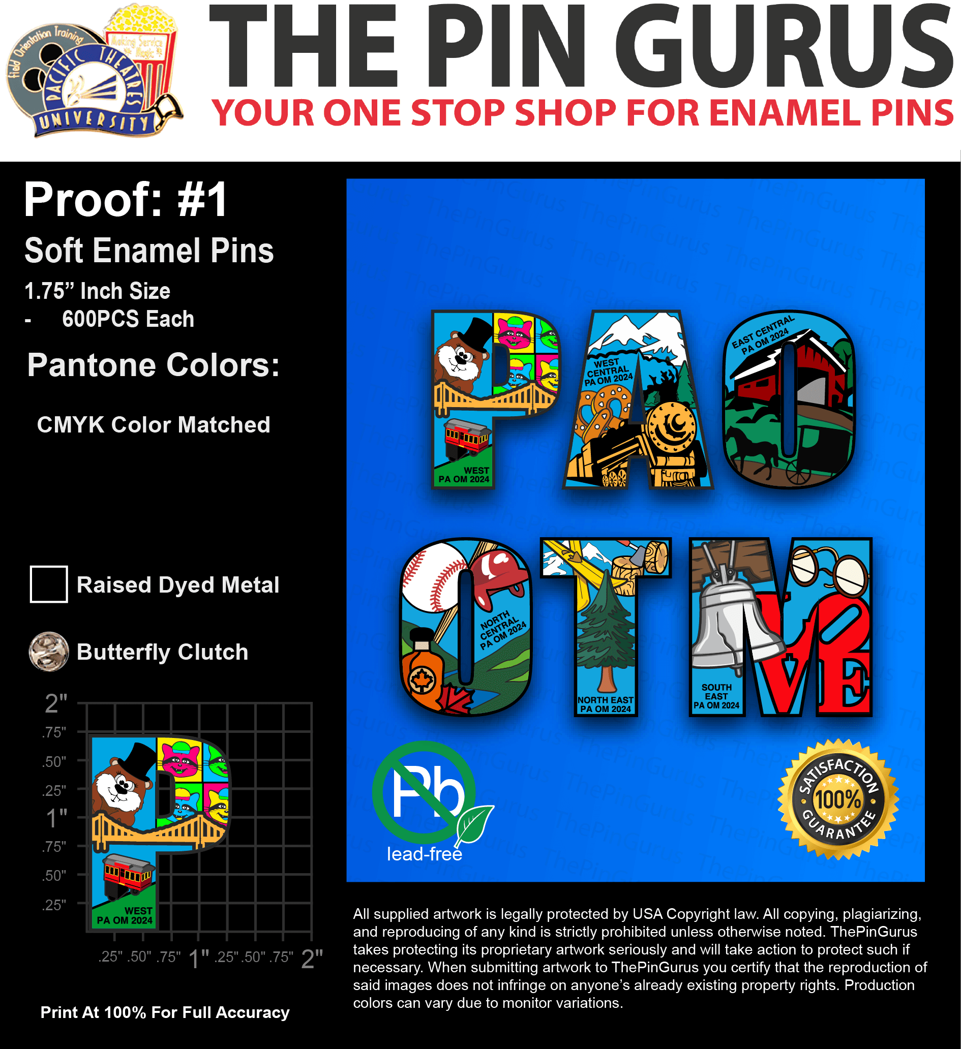 3600 “JULIA S” LAPEL PINS: PROOF #1