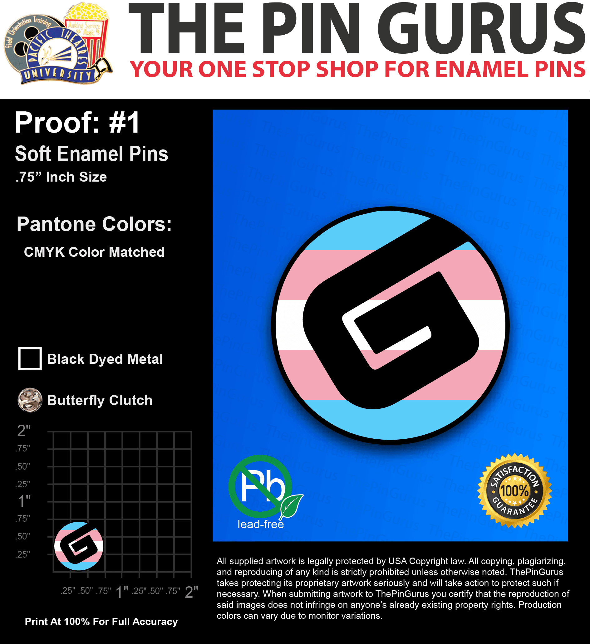 200 “KRISTEL G” LAPEL PINS: PROOF #1