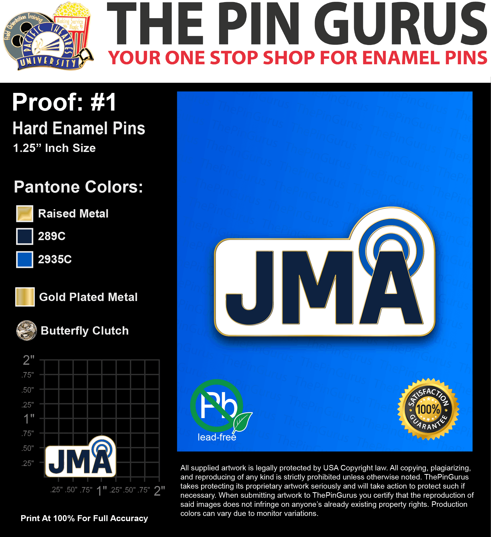 50 “KURT J” LAPEL PINS: PROOF #1