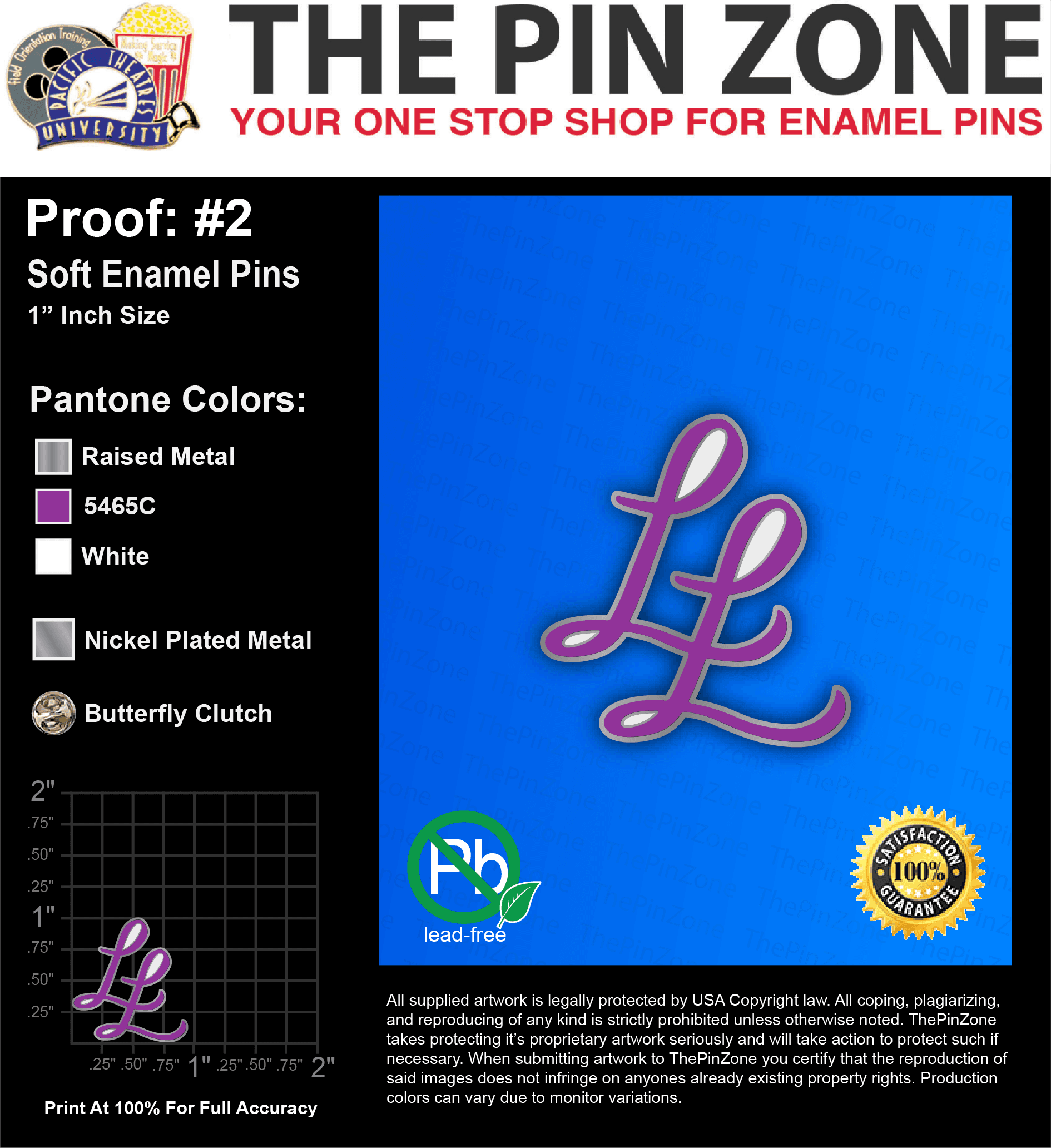 50 “LL” LAPEL PINS: PROOF #2