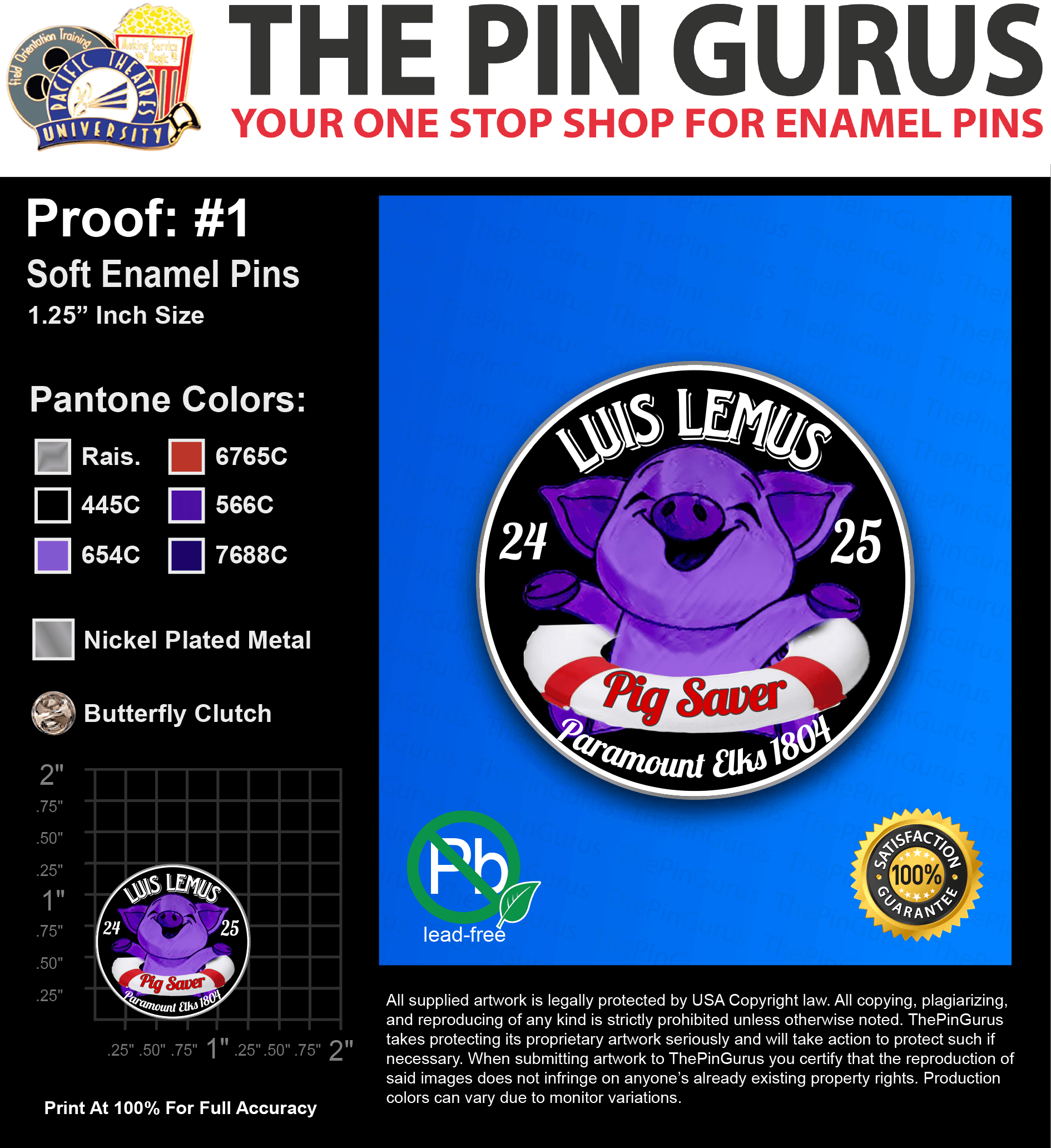 500 “LUIS L” LAPEL PINS: PROOF #1