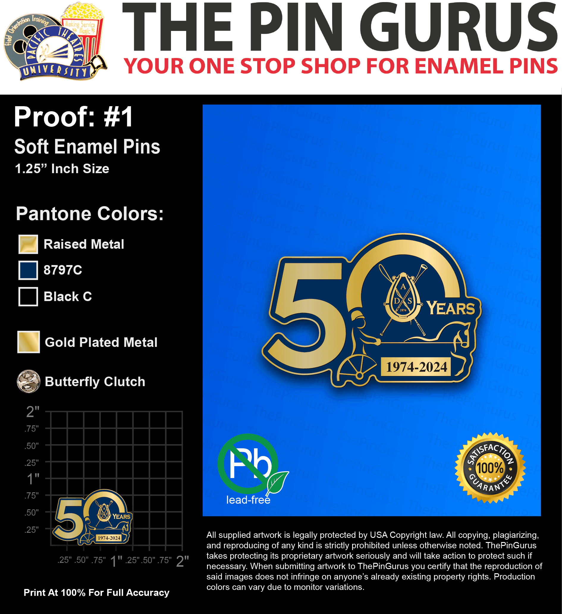 200 “DANIEL R” LAPEL PINS: PROOF #1