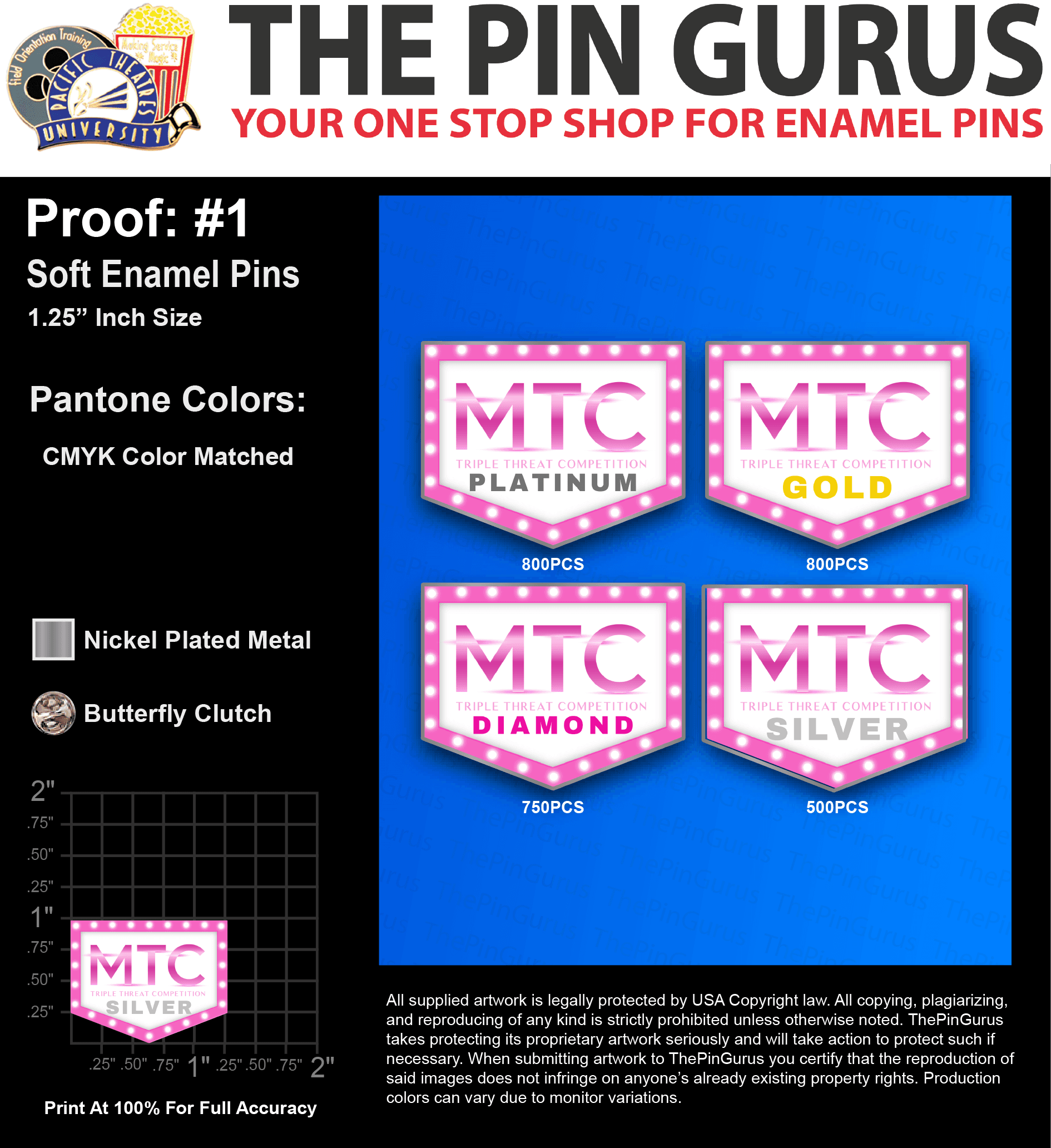 2850 “LISA F” LAPEL PINS: PROOF #1