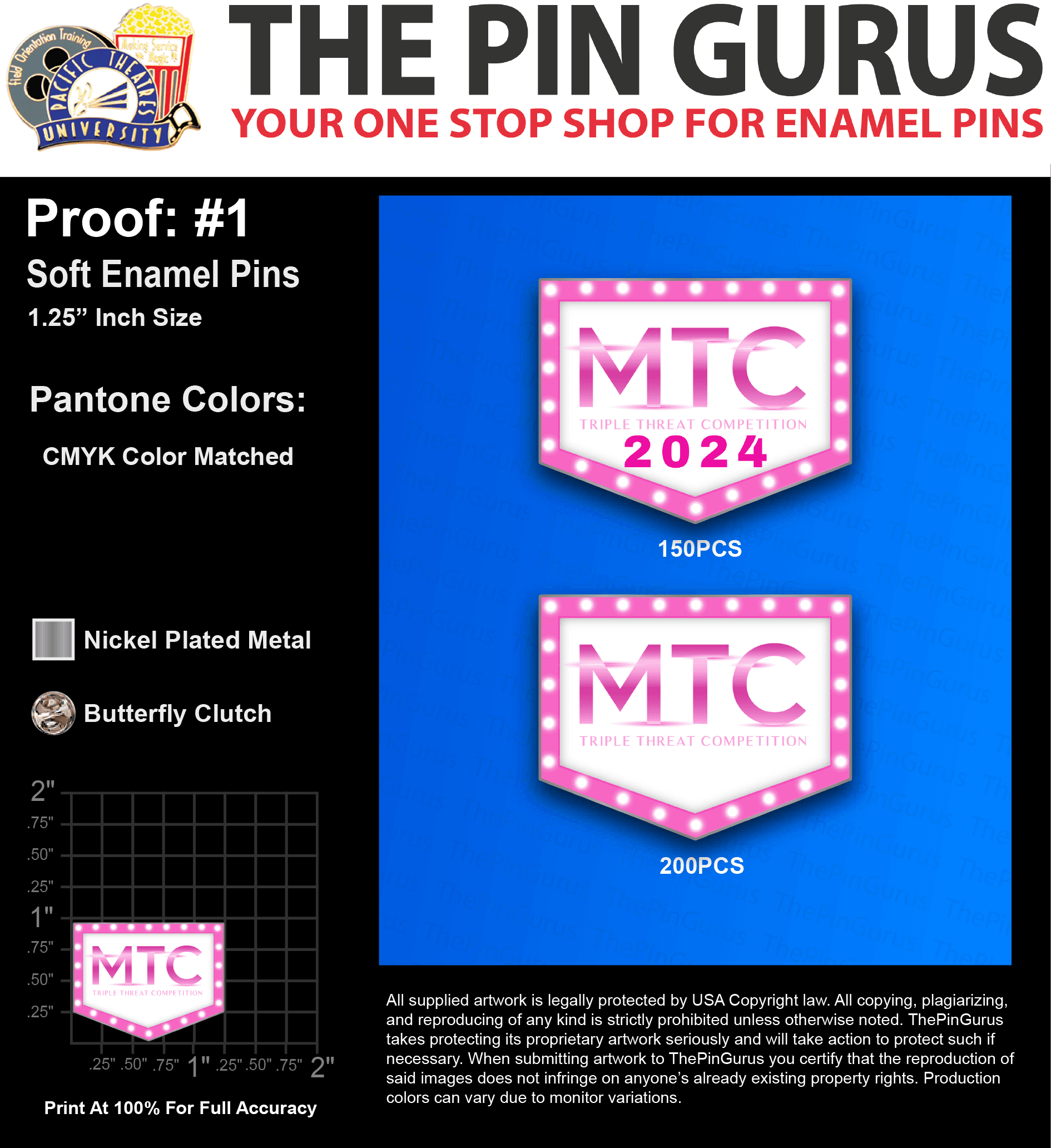 350 “LISA F” LAPEL PINS: PROOF #1