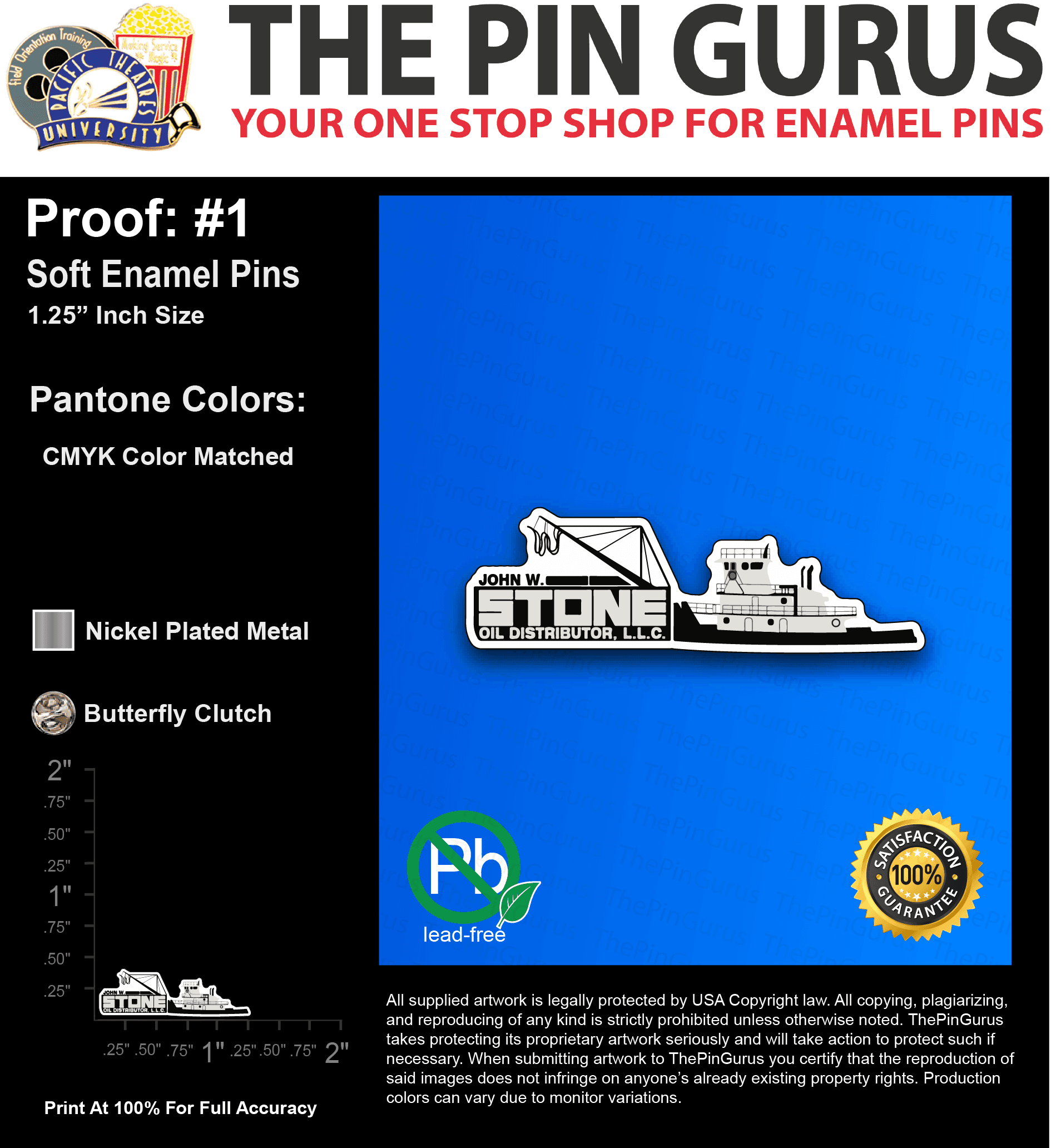 30 “MICHAEL B” LAPEL PINS: PROOF #1