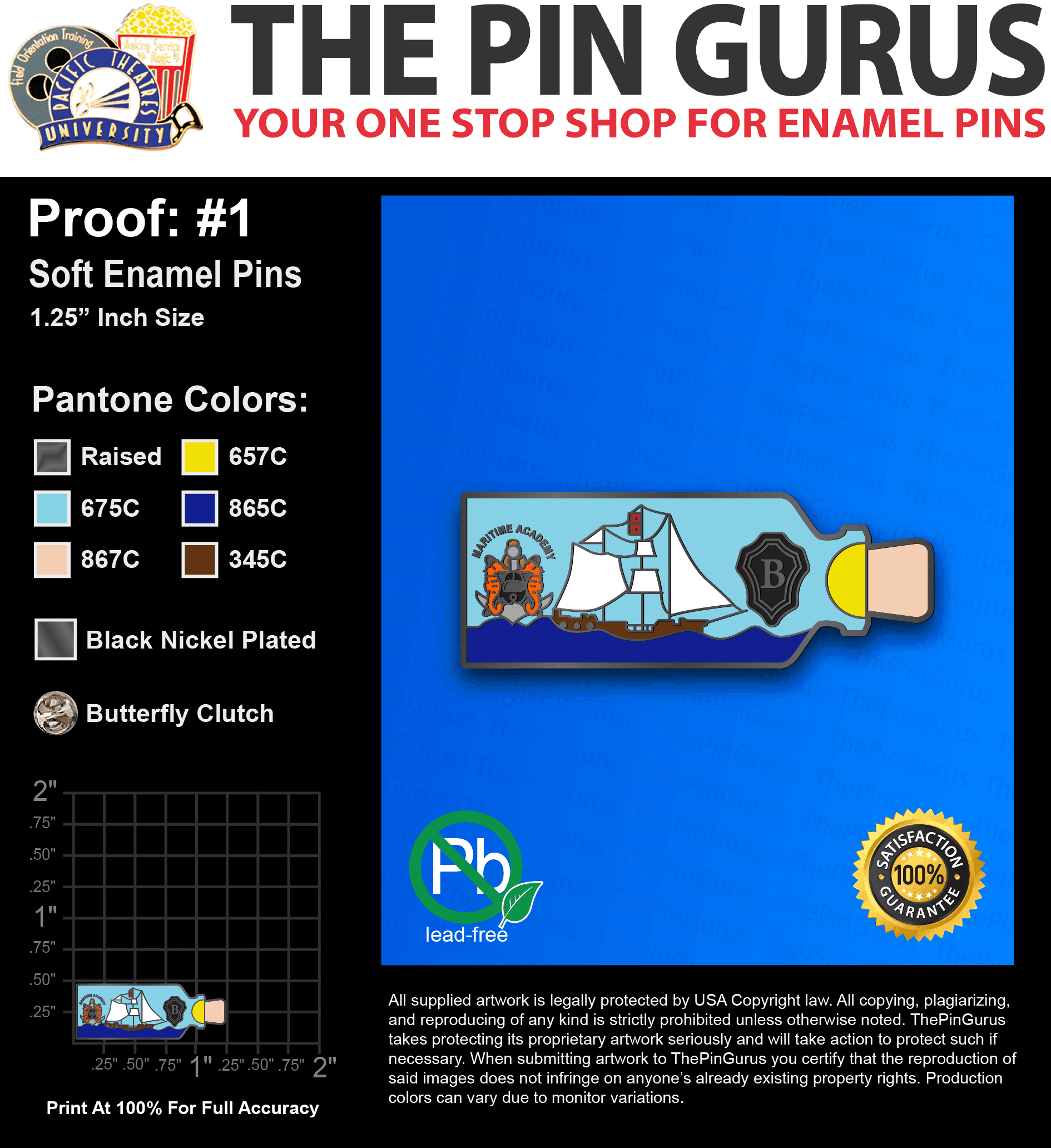 100 “MICHELLE C” LAPEL PINS: PROOF #1