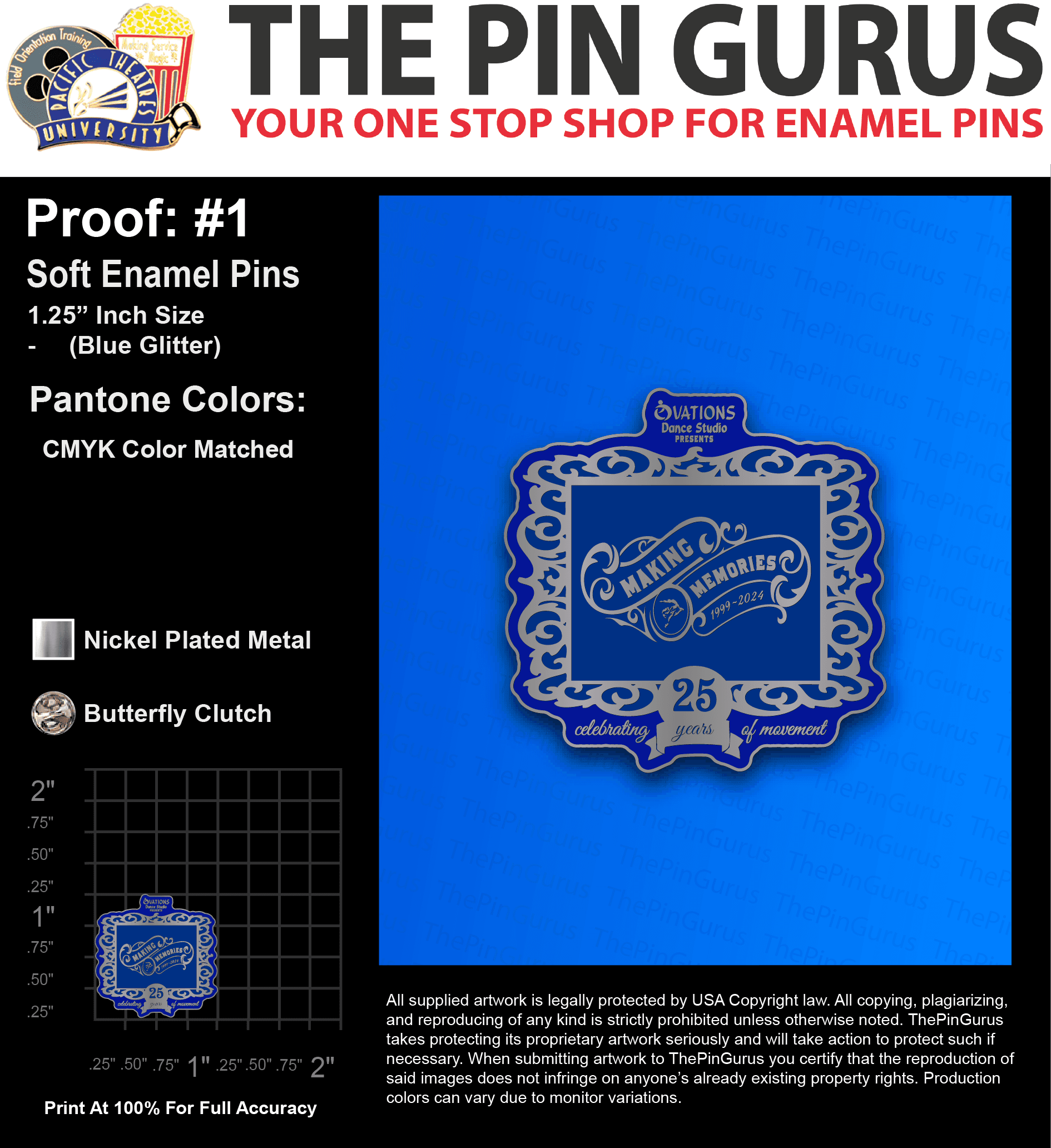 50 “OVATIONS S” LAPEL PINS: PROOF #1