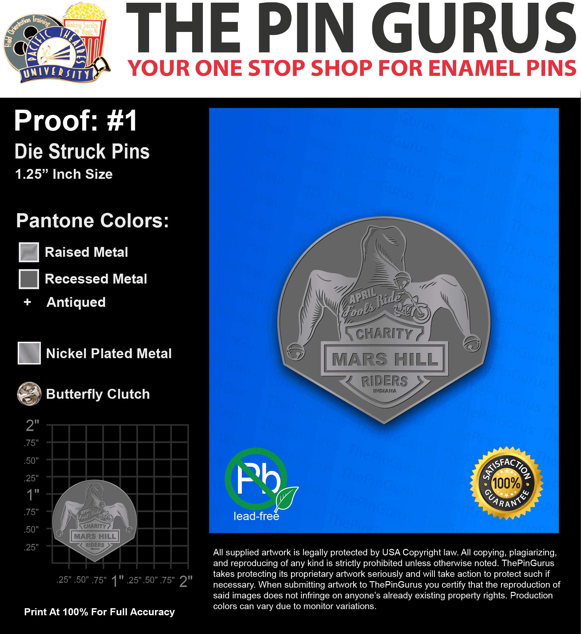 100 “SHANNON M” LAPEL PINS: PROOF #1