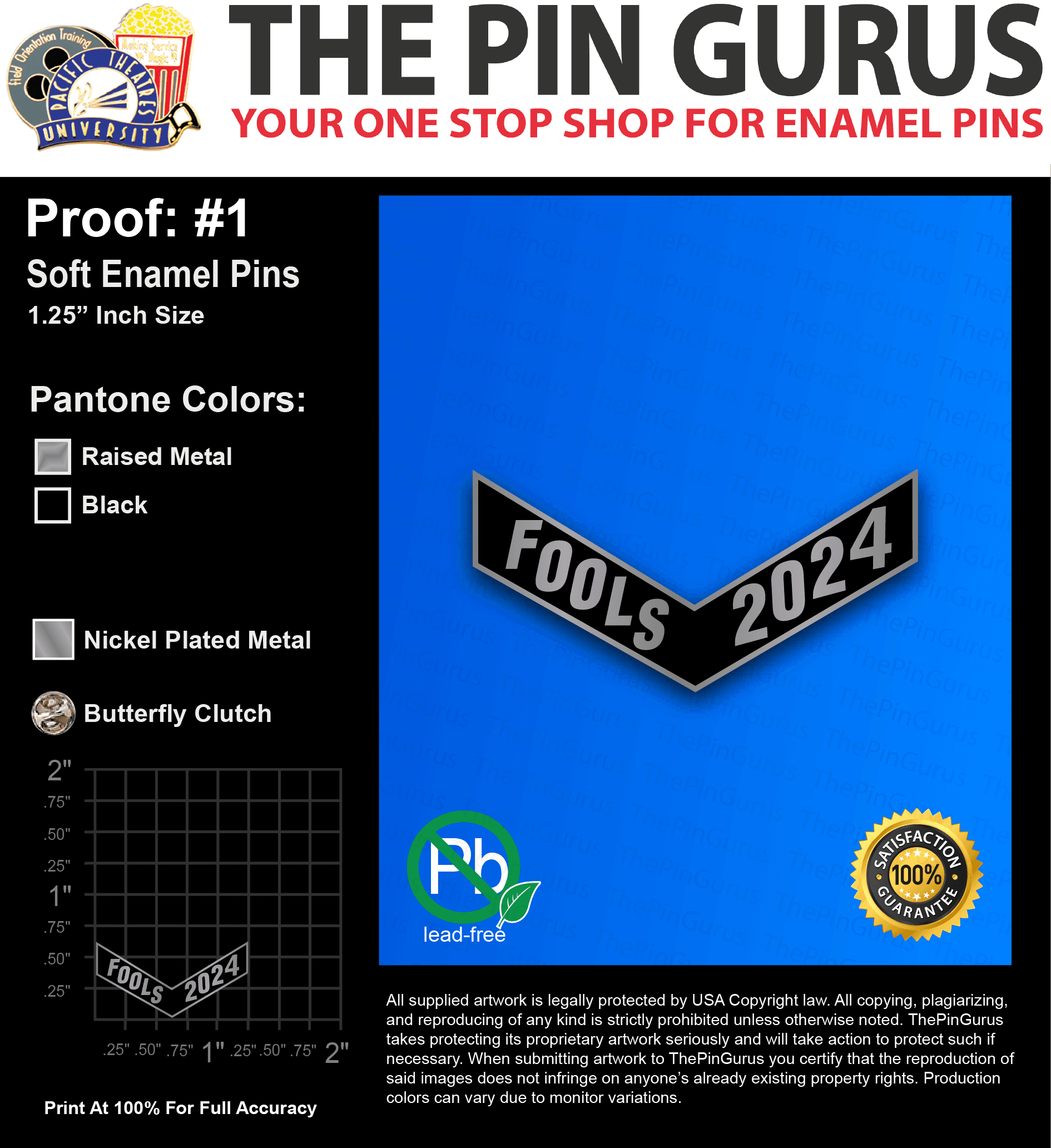 100 “SHANNON M” LAPEL PINS: PROOF #1