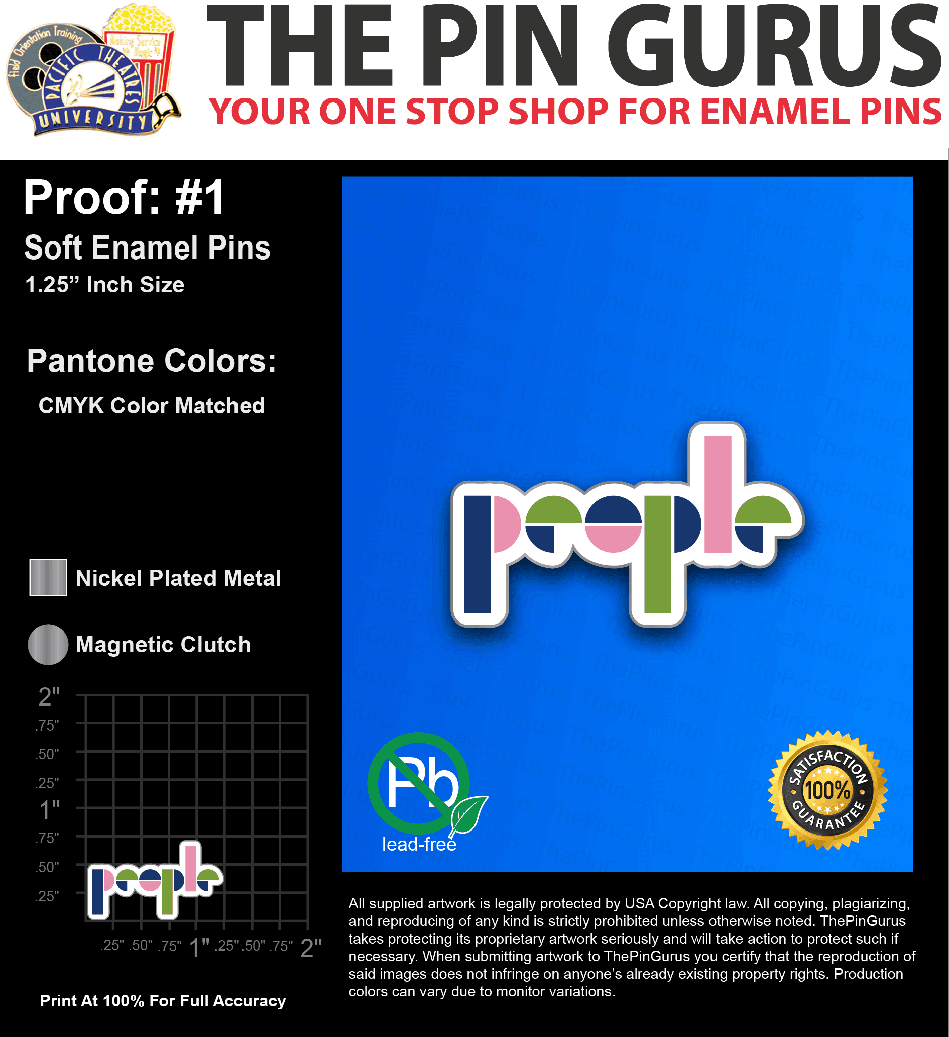 150 “ANNA M” LAPEL PINS: PROOF #1