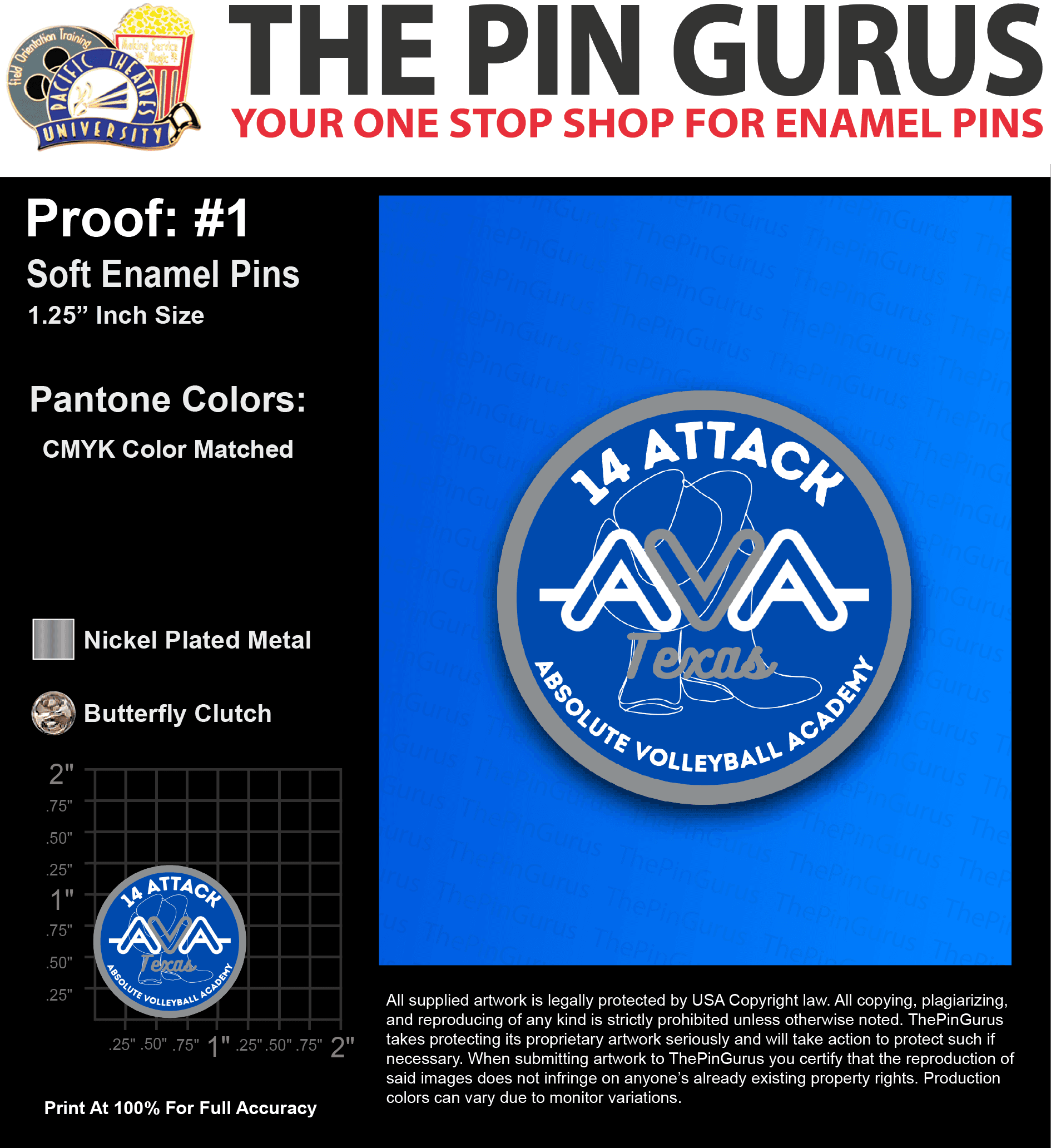 200 “JESSICA S” LAPEL PINS: PROOF #1