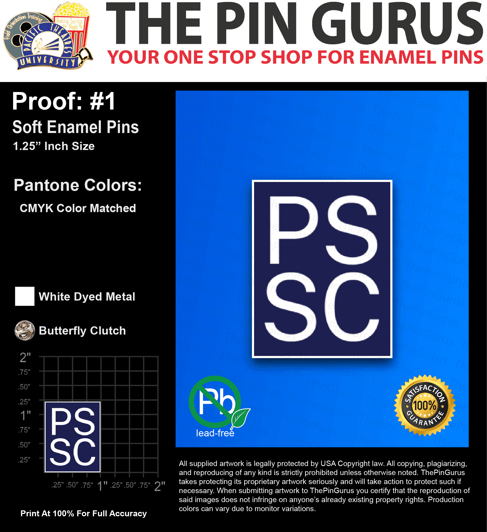 500 “KELLY P” LAPEL PINS: PROOF #1