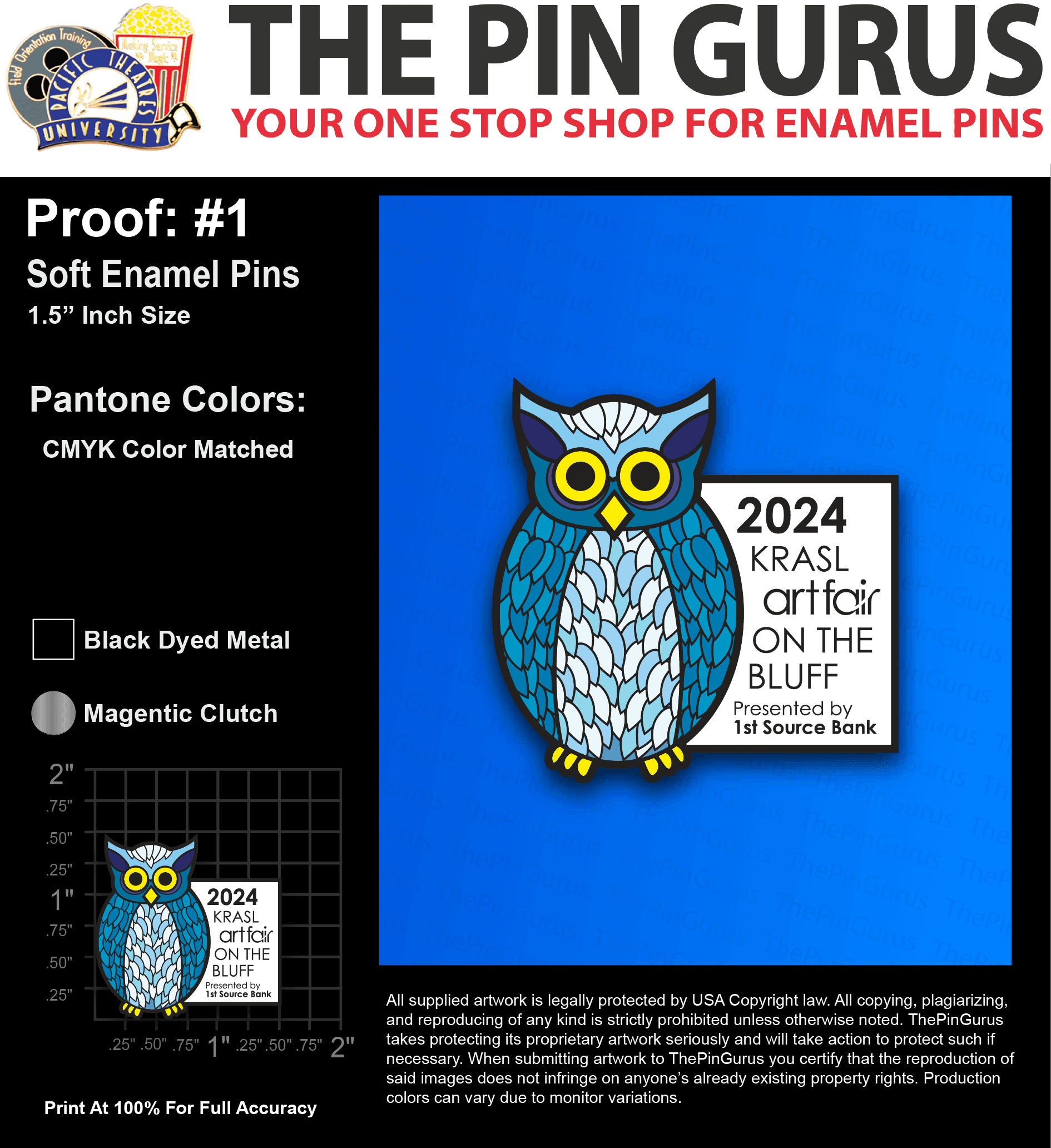 1000 “KIM W” LAPEL PINS: PROOF #1