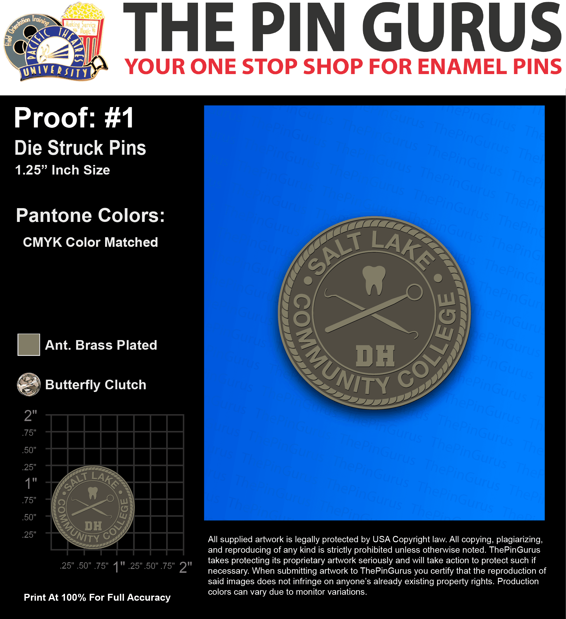 200 “THERESA A” LAPEL PINS: PROOF #1