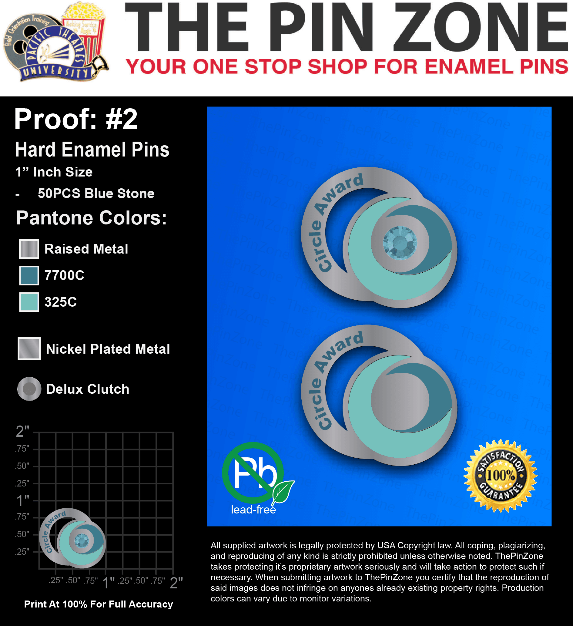 100 “HANNAH B” LAPEL PINS: PROOF #2