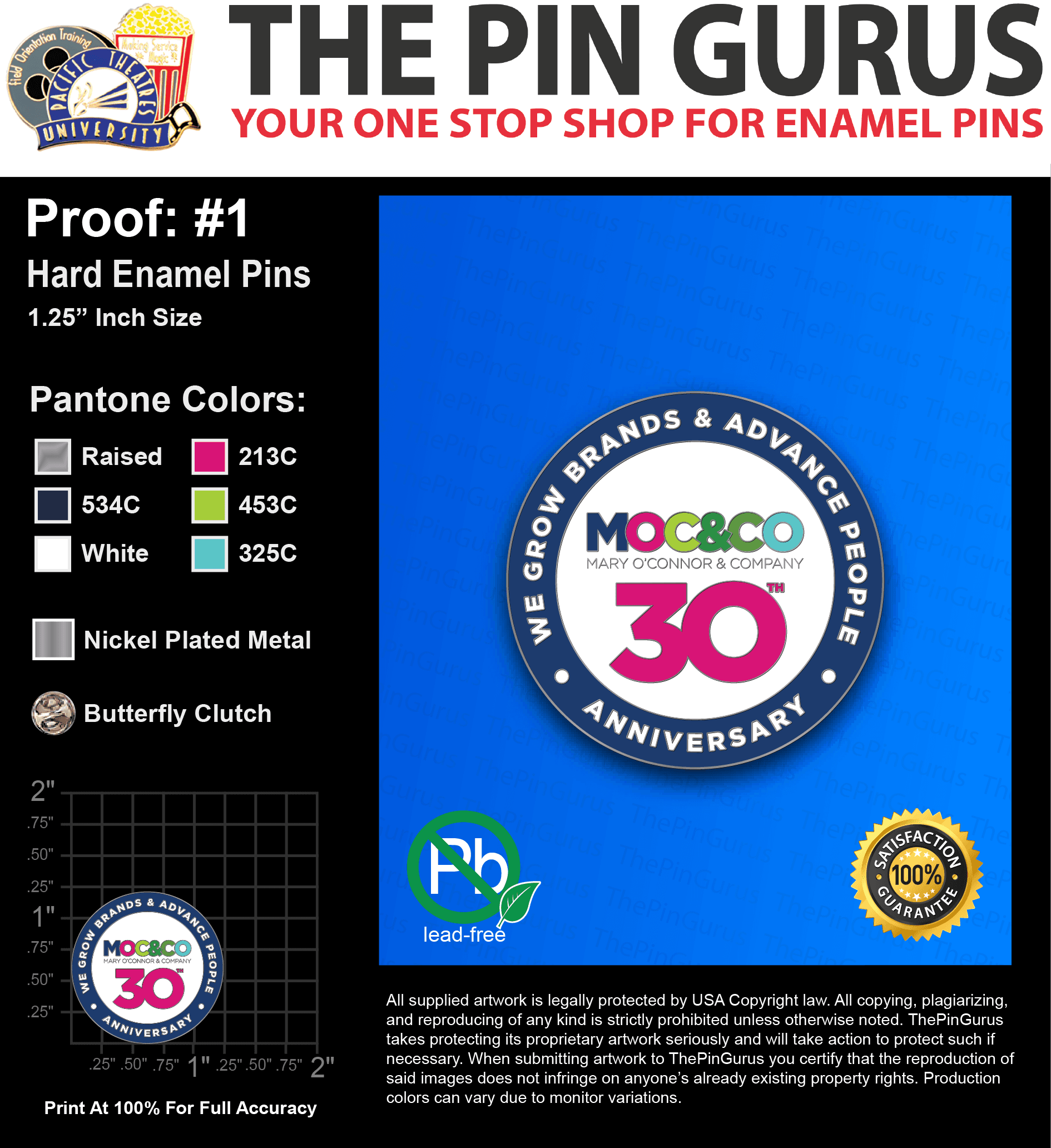 250 “JOHN K” LAPEL PINS: PROOF #1