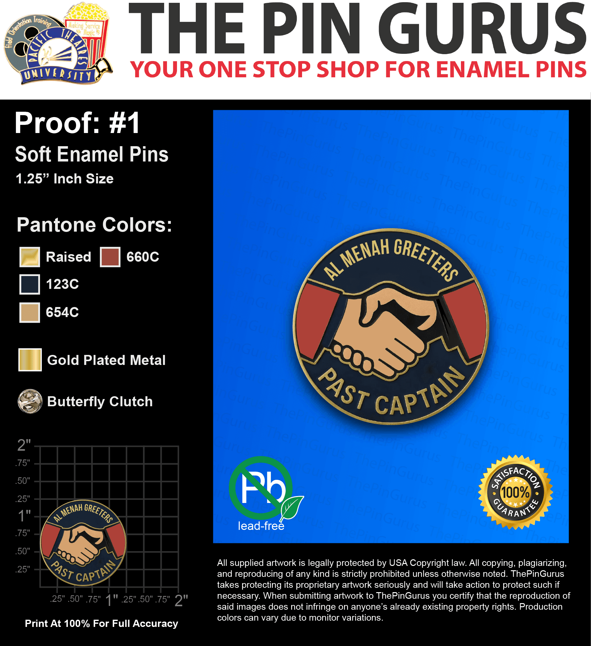 25 “CLAY H” LAPEL PINS: PROOF #1